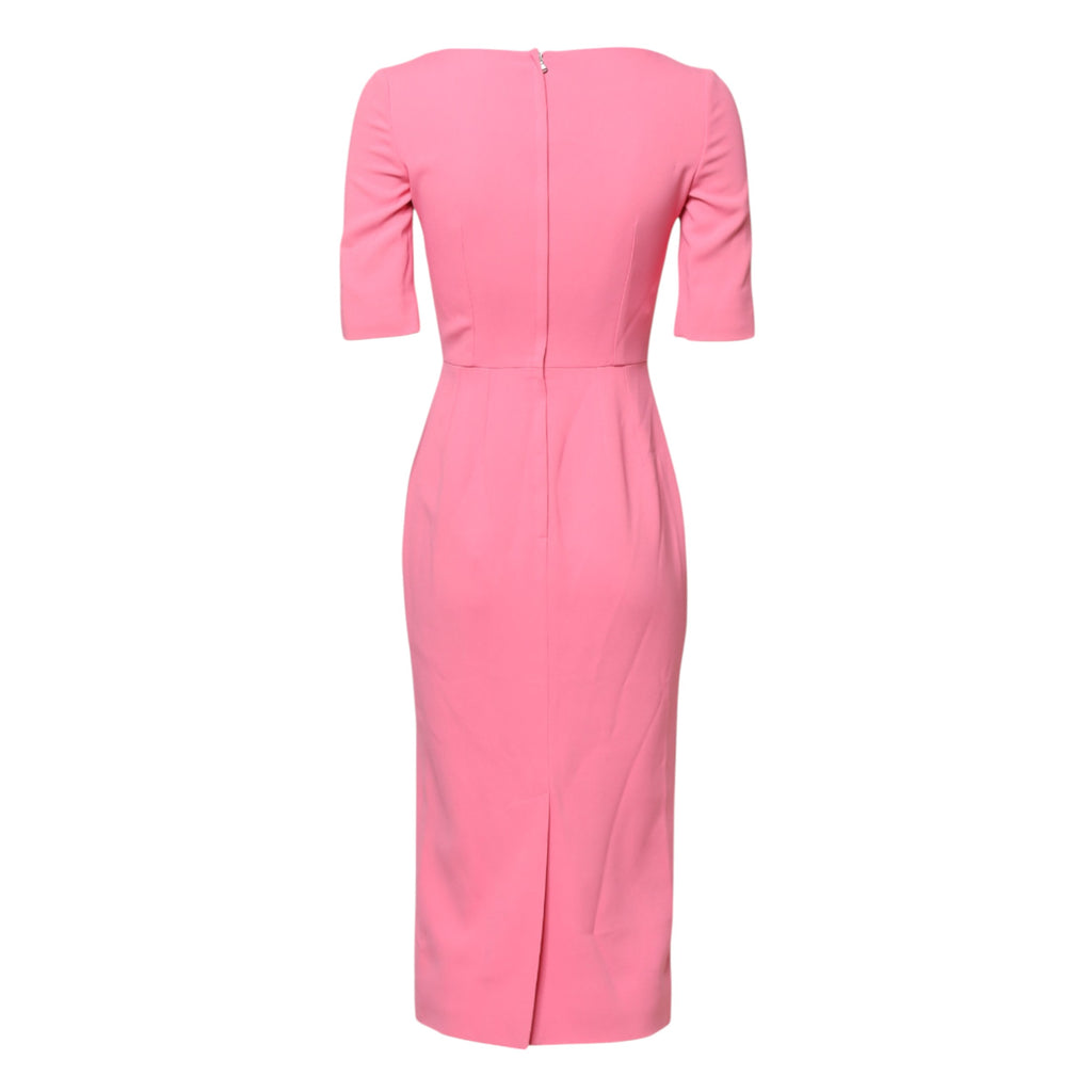 Dolce & Gabbana Rosa Viskose Kurzarm-Midikleid mit Etui