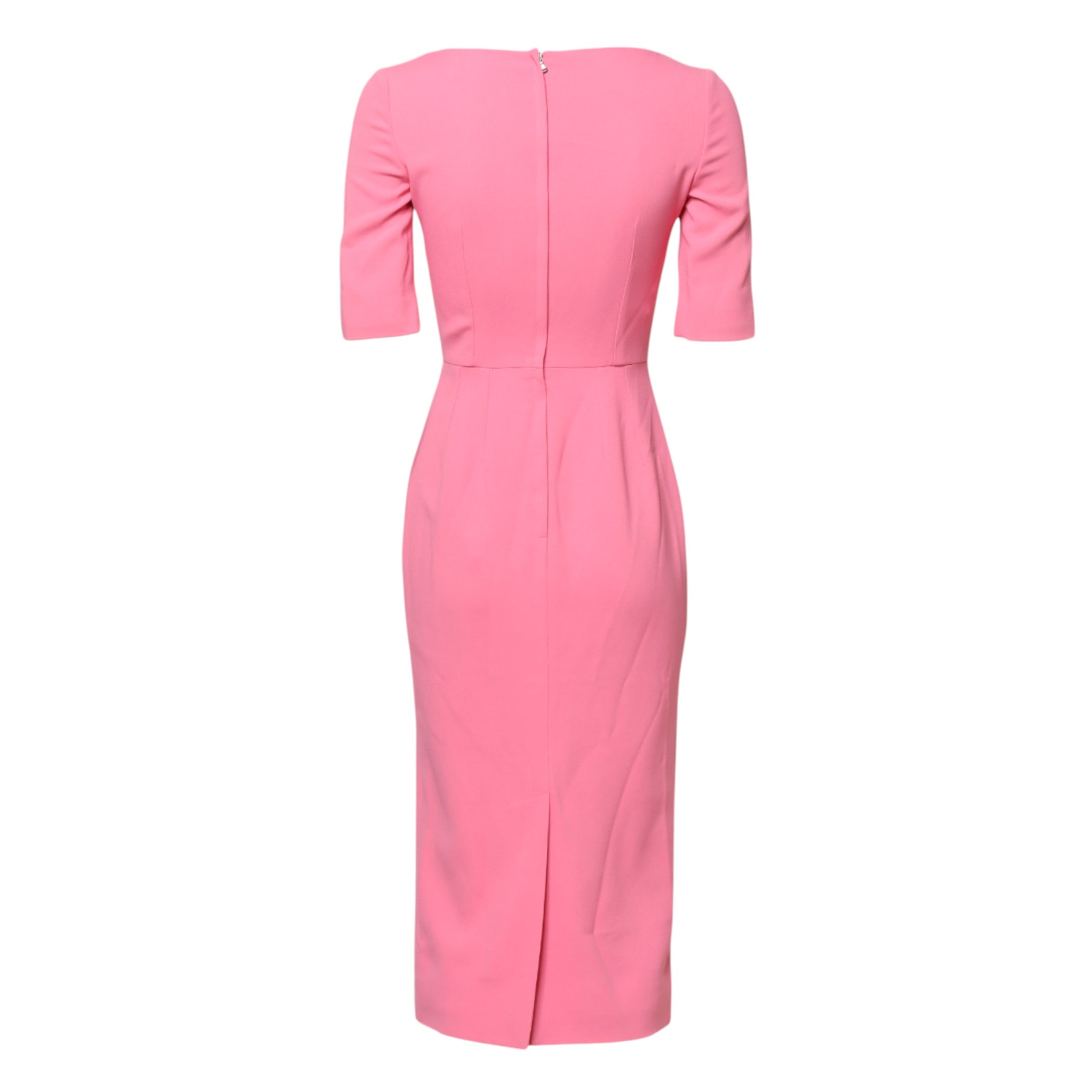 Dolce & Gabbana Rosa Viskose Kurzarm-Midikleid mit Etui