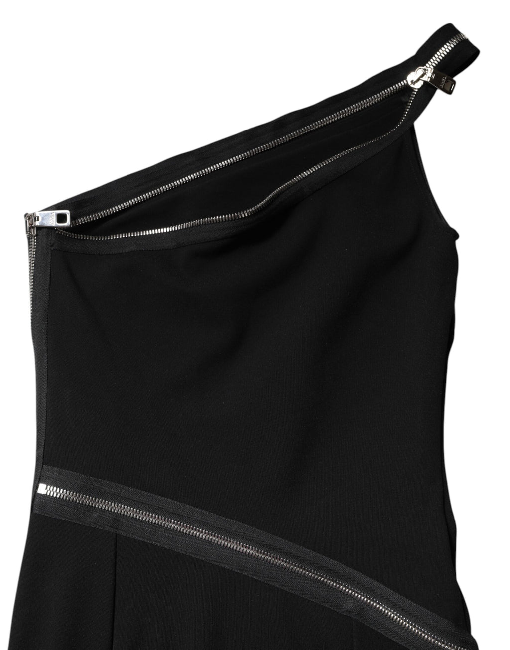 Dolce & Gabbana Schwarzes Viskose Etuikleid mit Reißverschluss und einer Schulter