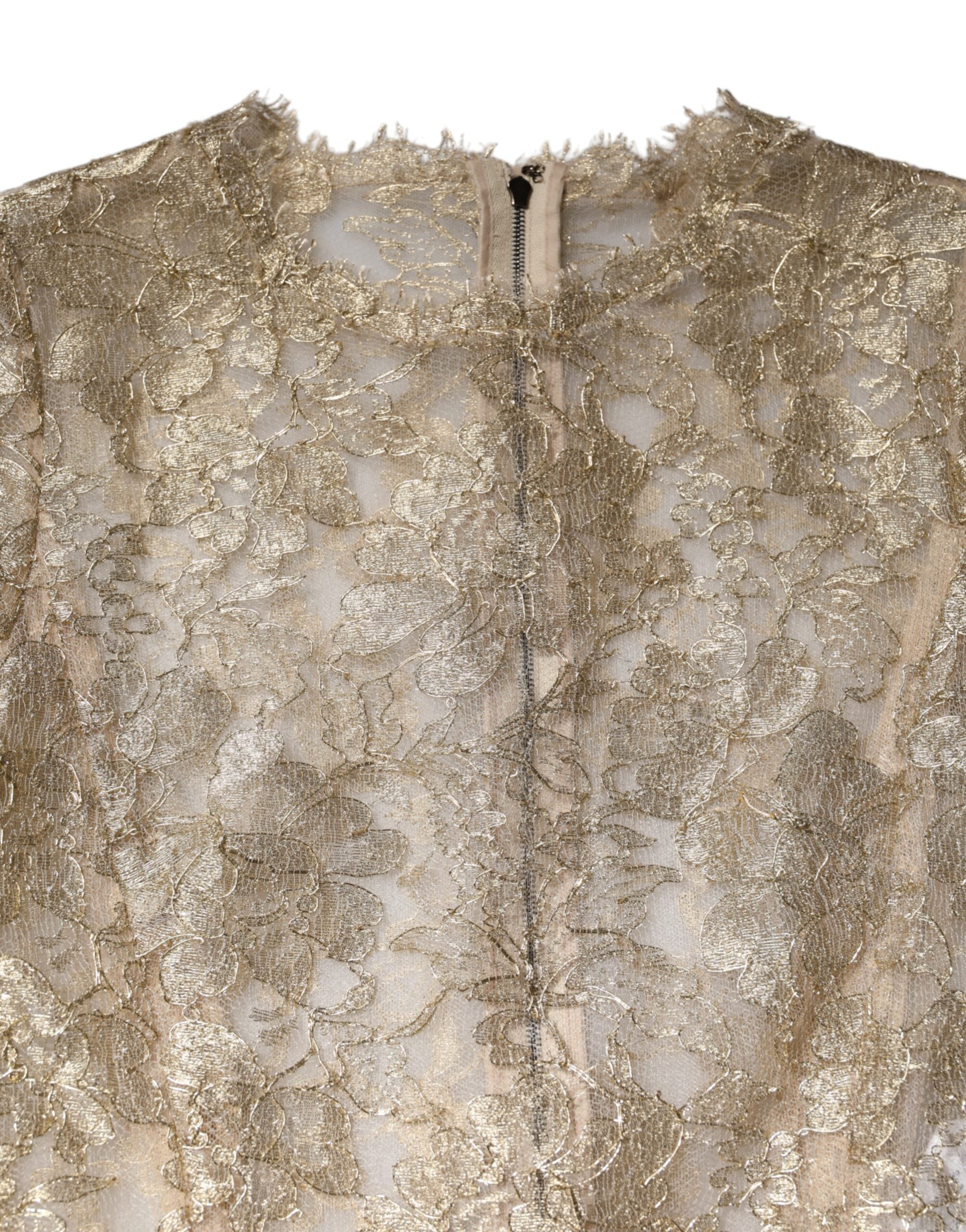 Dolce & Gabbana Gold Floral Spitze Lange Ärmel Fit &amp