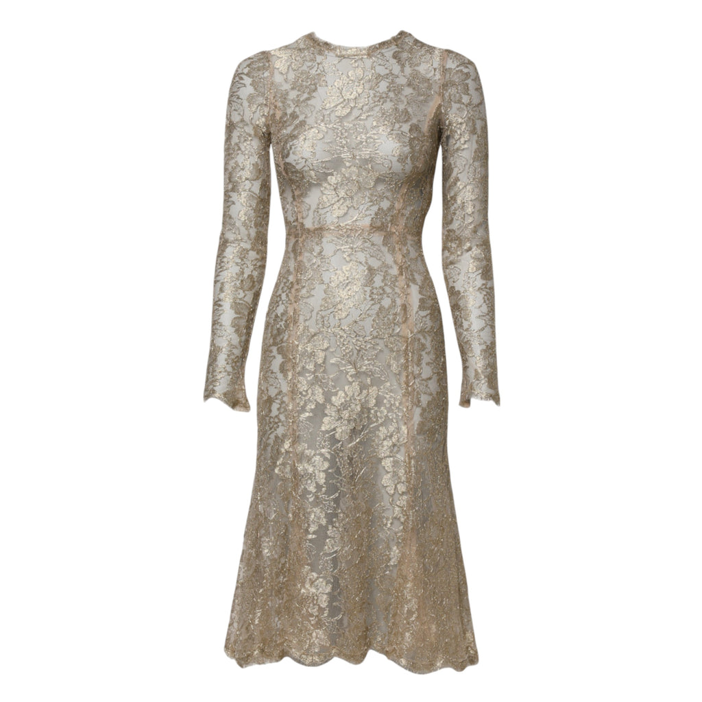 Dolce & Gabbana Gold Floral Spitze Lange Ärmel Fit &amp