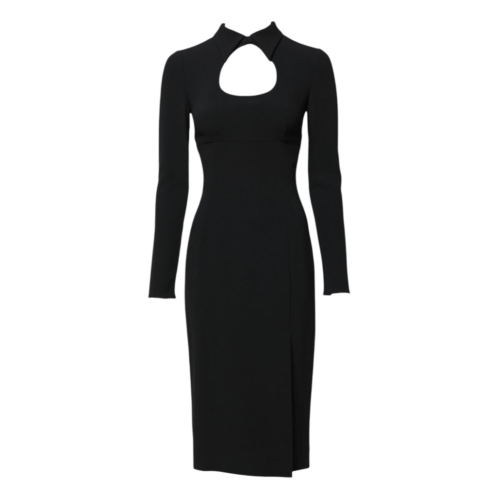 Dolce & Gabbana Schwarzes langärmeliges Bodycon Etuikleid Midikleid