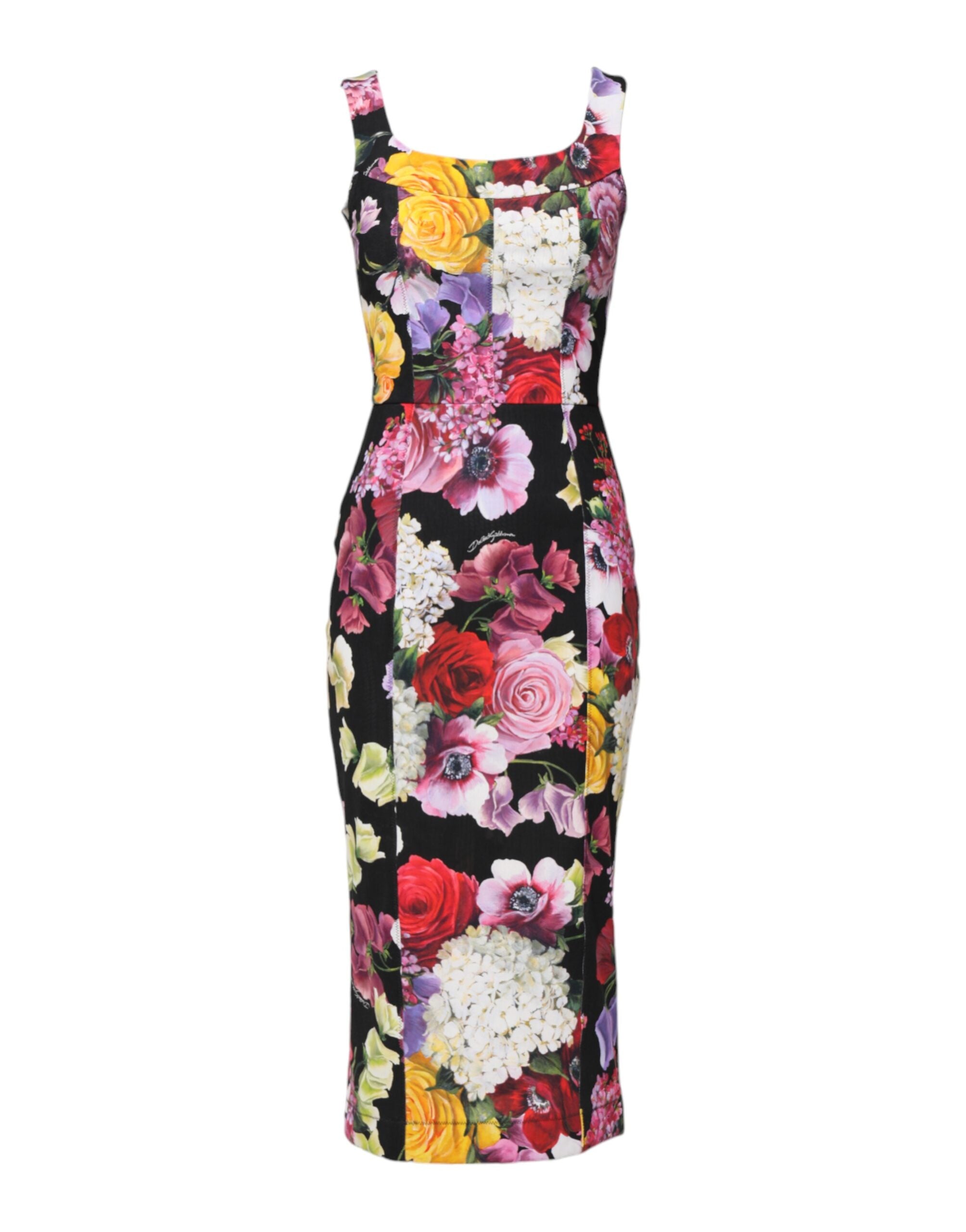Dolce & Gabbana Multicolor Ortensia Patchwork Etuikleid