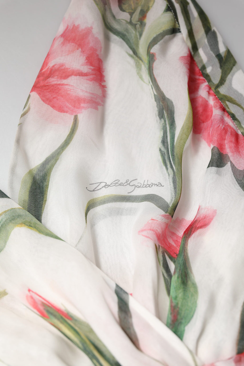 Dolce & Gabbana Weißes geblümtes Seidenhalter-Maxikleid in A-Linie