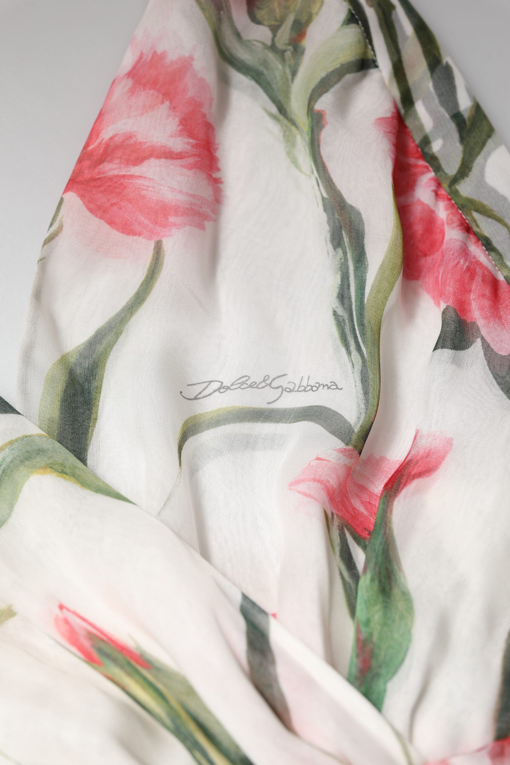 Dolce & Gabbana Weißes geblümtes Seidenhalter-Maxikleid in A-Linie