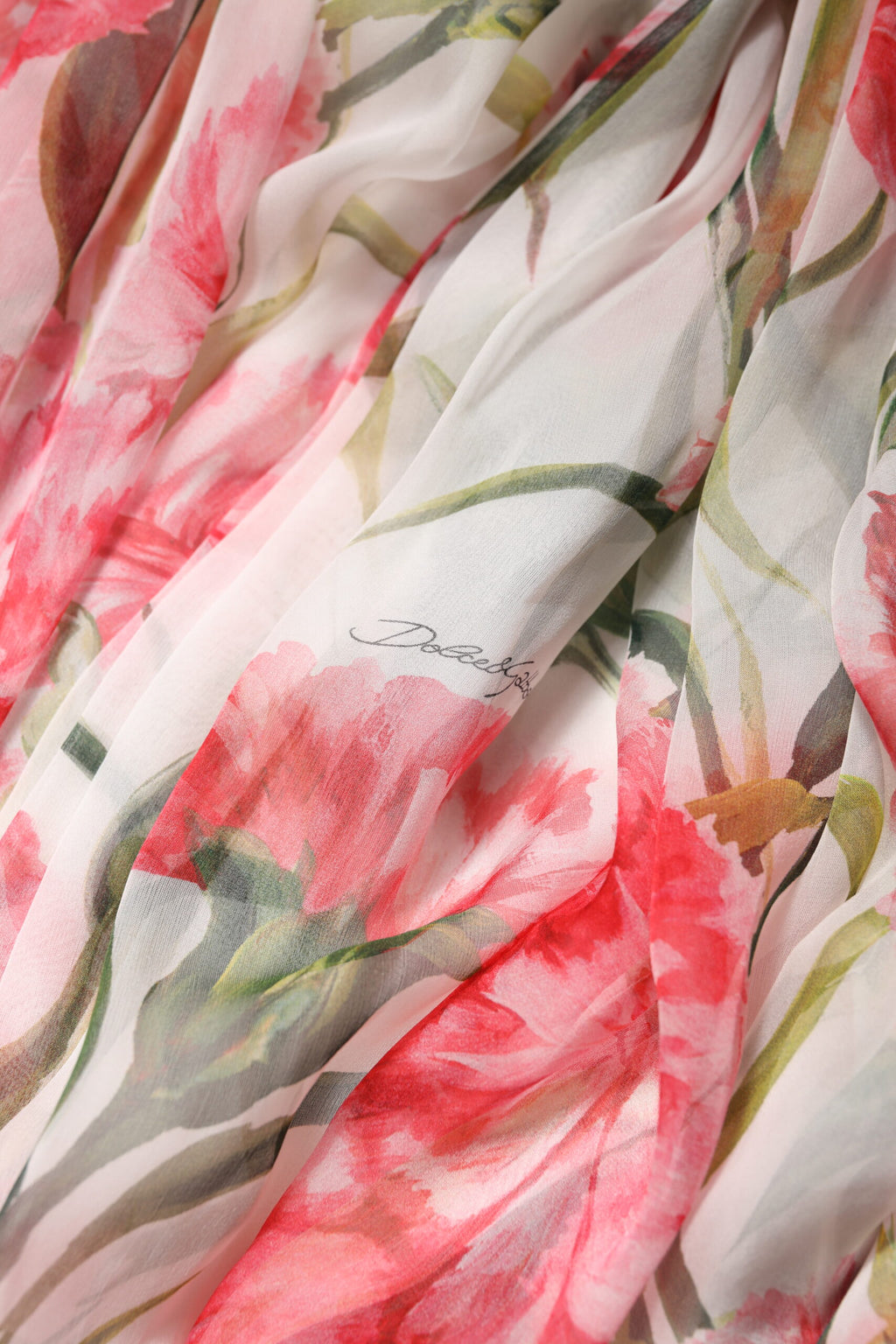 Dolce & Gabbana Weißes geblümtes Seidenhalter-Maxikleid in A-Linie