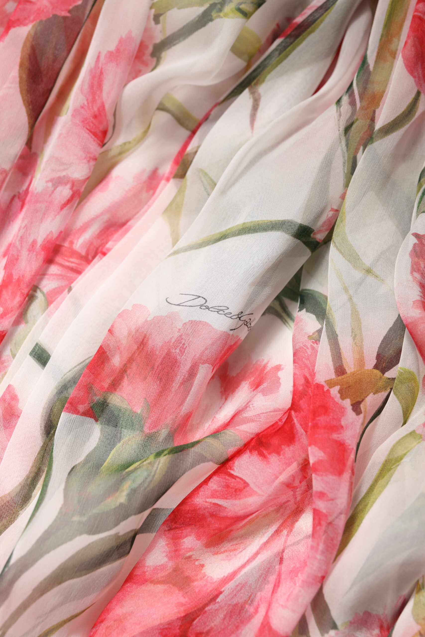 Dolce & Gabbana Weißes geblümtes Seidenhalter-Maxikleid in A-Linie