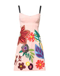 Dolce & Gabbana Pinkes geblümtes Mini-Spaghettiträgerkleid