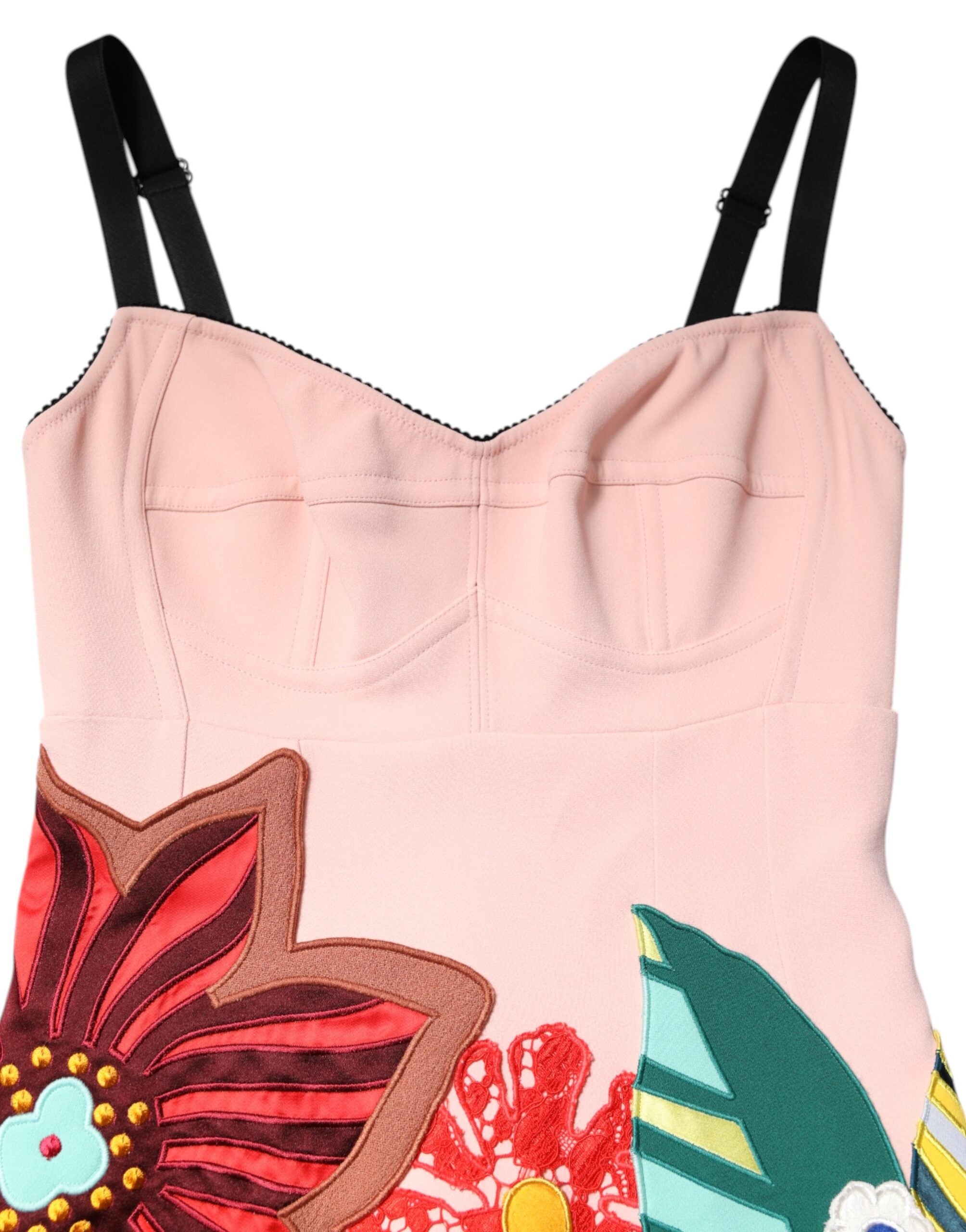 Dolce & Gabbana Rosa Spaghetti-Träger-Minikleid mit Blumenmuster