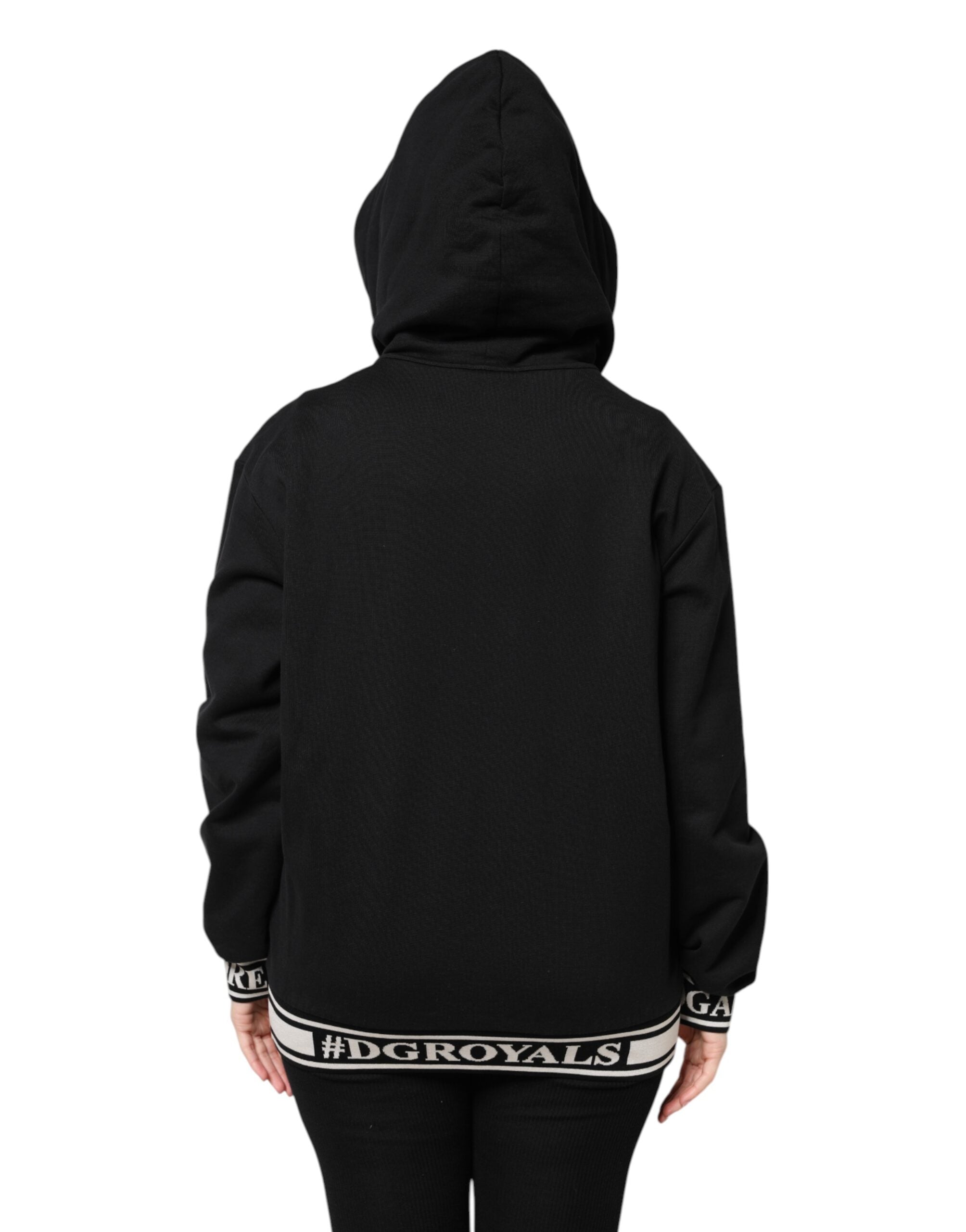Dolce & Gabbana Schwarzes Baumwoll-Sweatshirt mit Kapuze und Reißverschluss Pullover