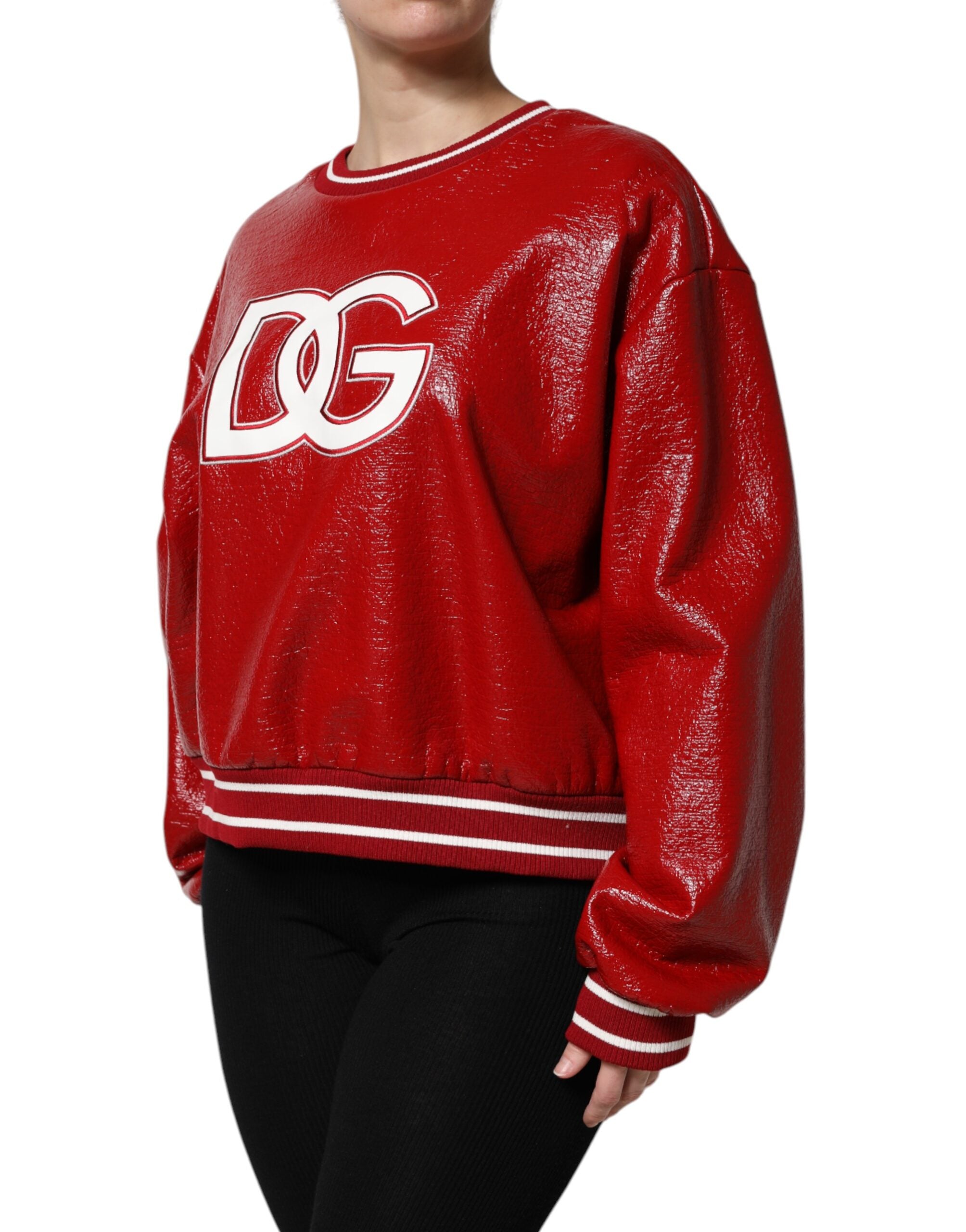 Dolce & Gabbana Roter Pullover mit DGLogo-Stickerei aus Wolle