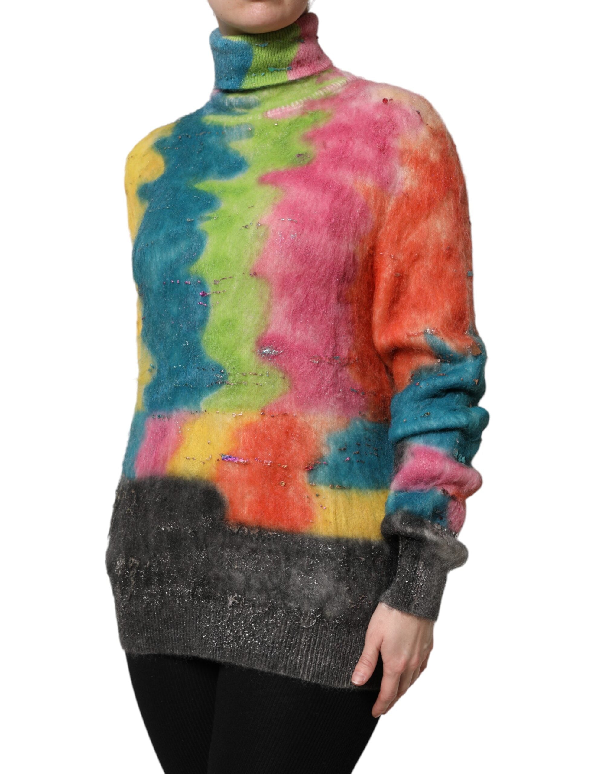 Dolce & Gabbana Multicolor Mohair Rollkragenpullover Pullover