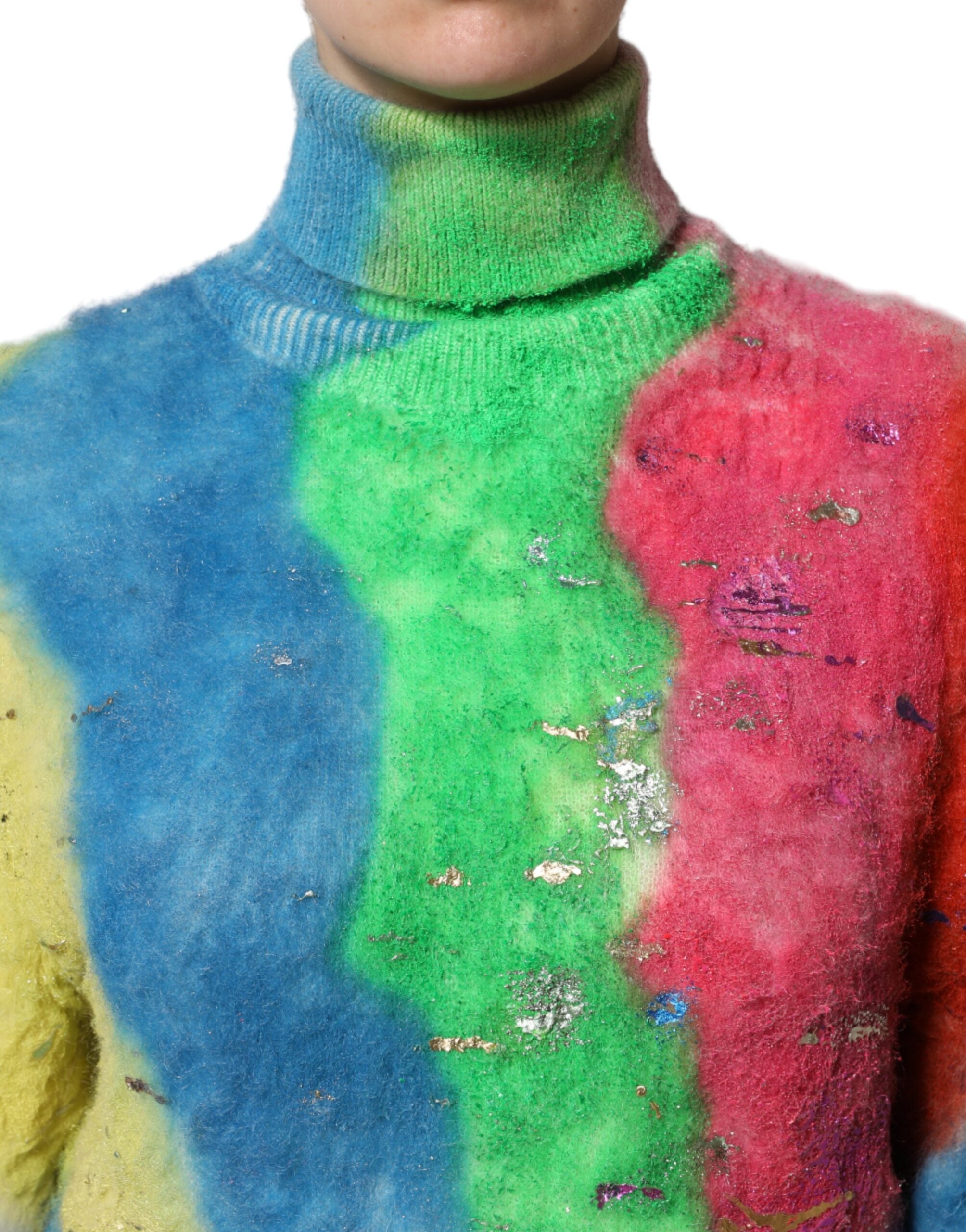 Dolce & Gabbana Multicolor Mohair Rollkragenpullover Pullover