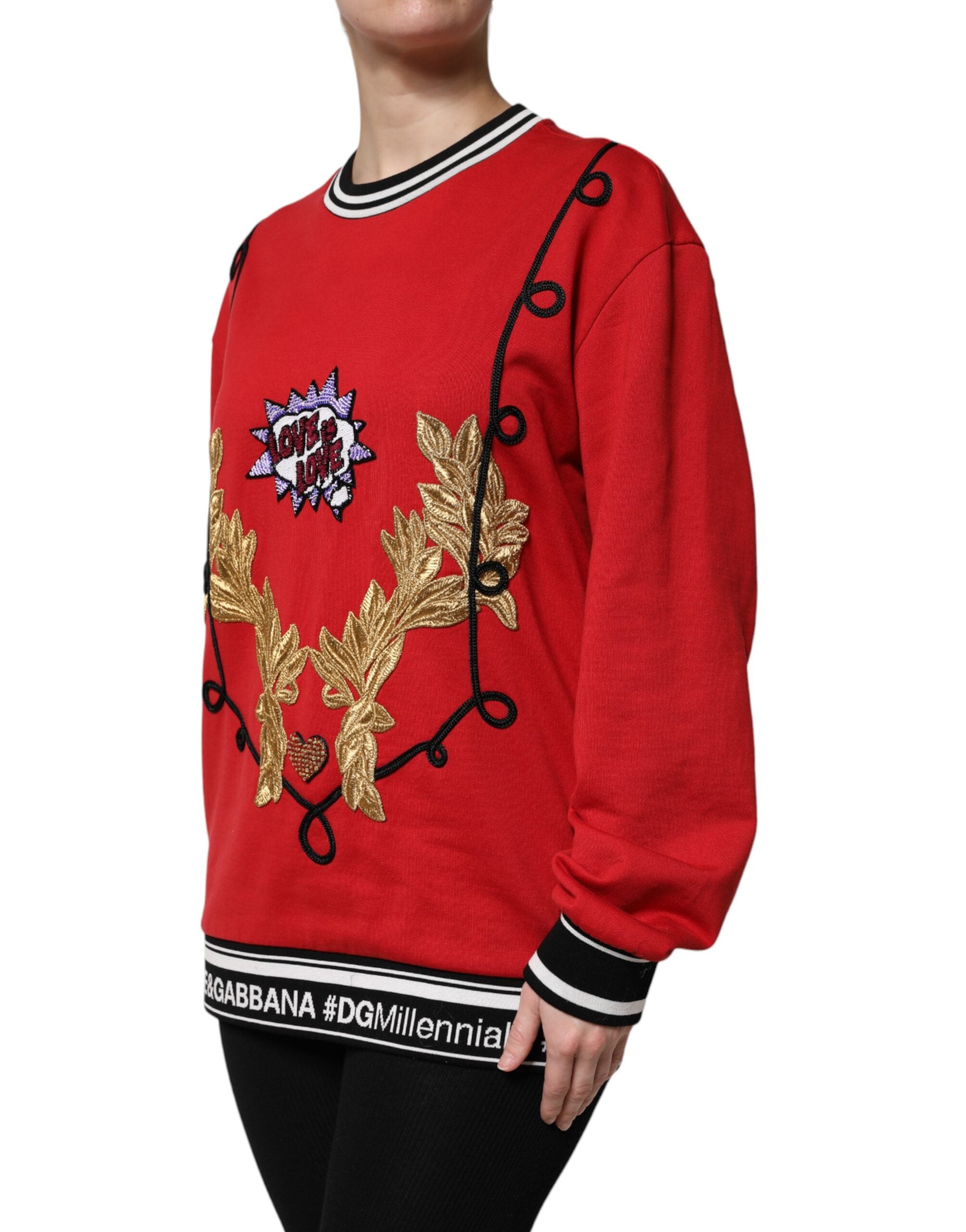 Dolce & Gabbana Roter Cotton Queen Pullover mit Pailletten