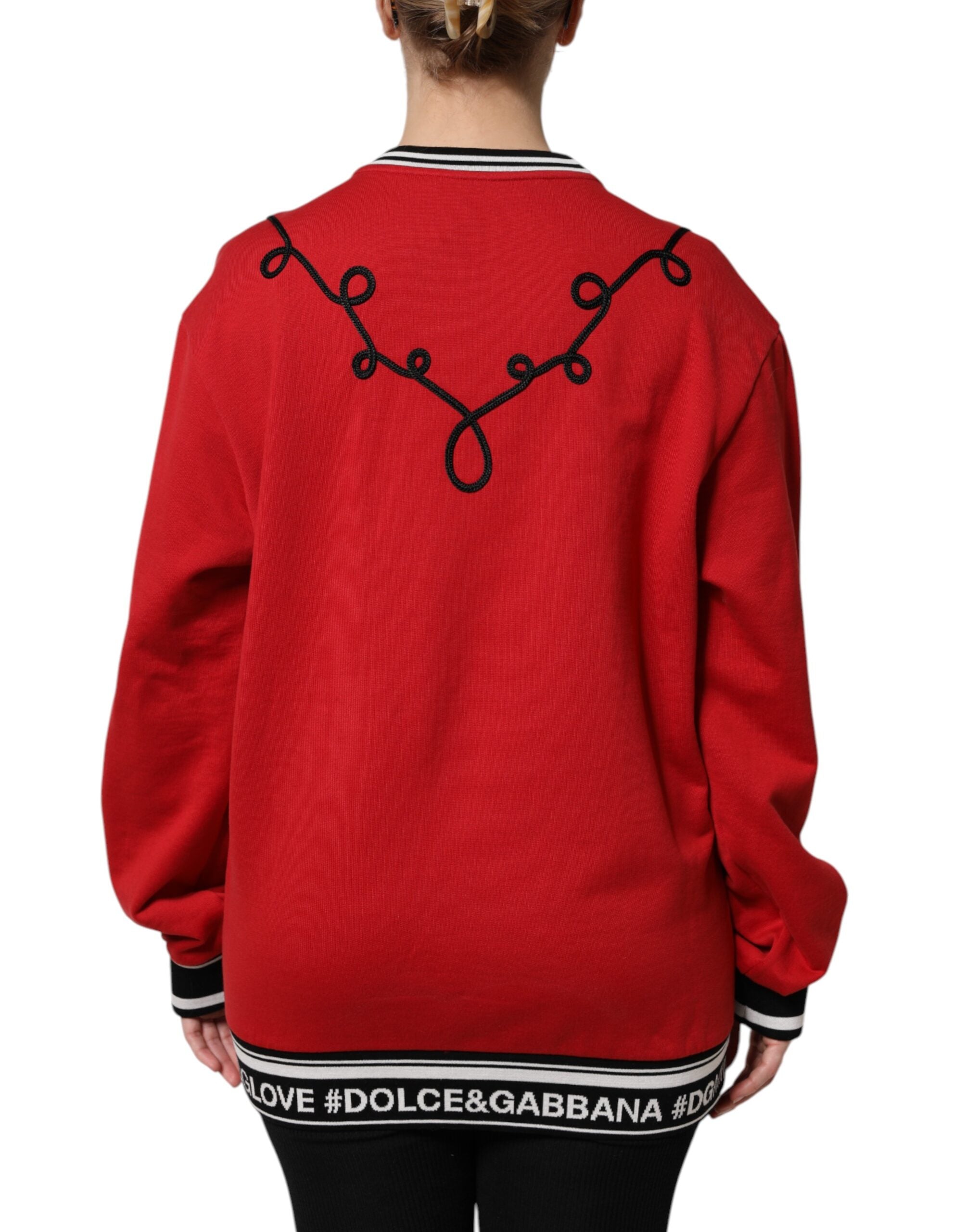 Dolce & Gabbana Roter Cotton Queen Pullover mit Pailletten