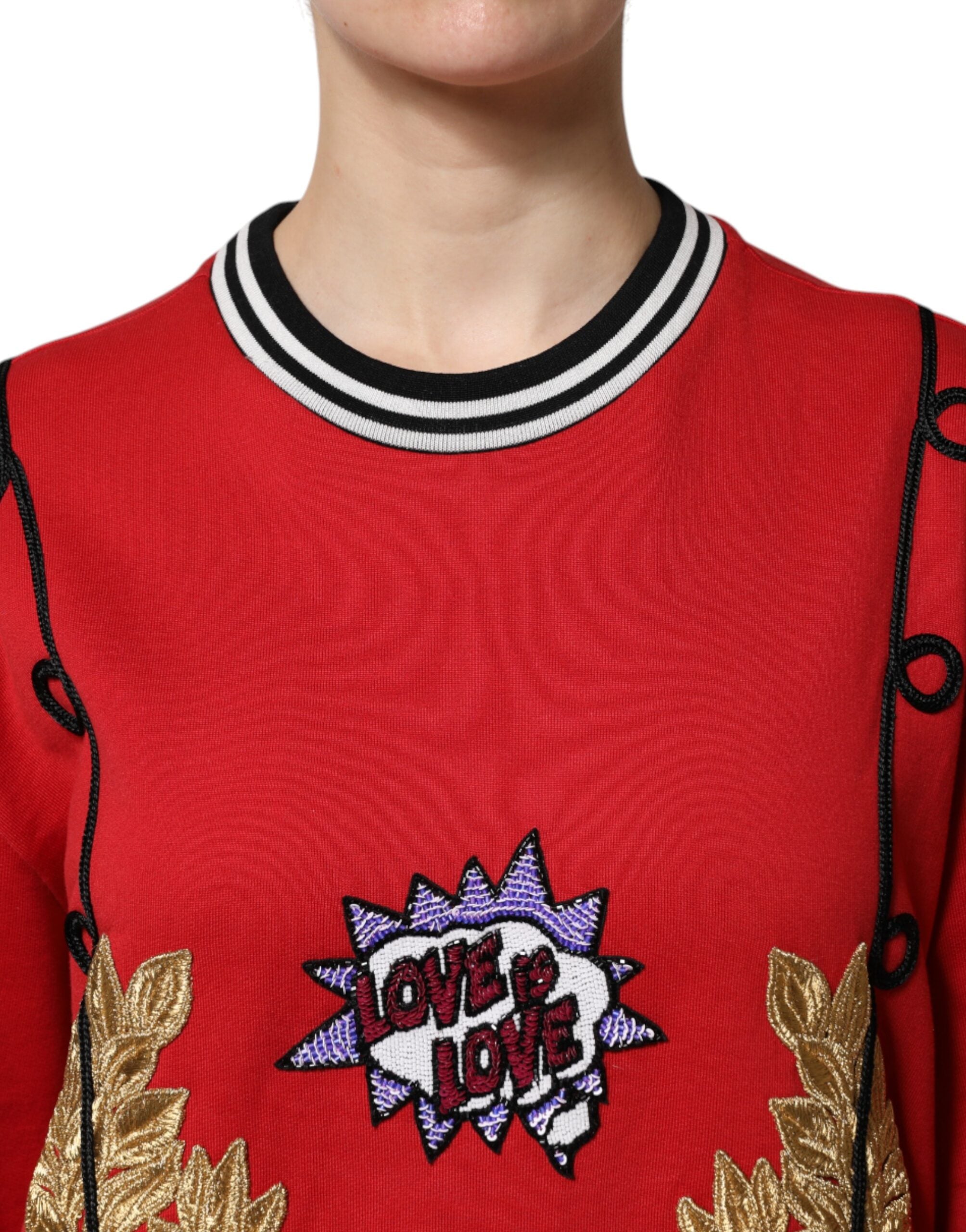 Dolce & Gabbana Roter Cotton Queen Pullover mit Pailletten