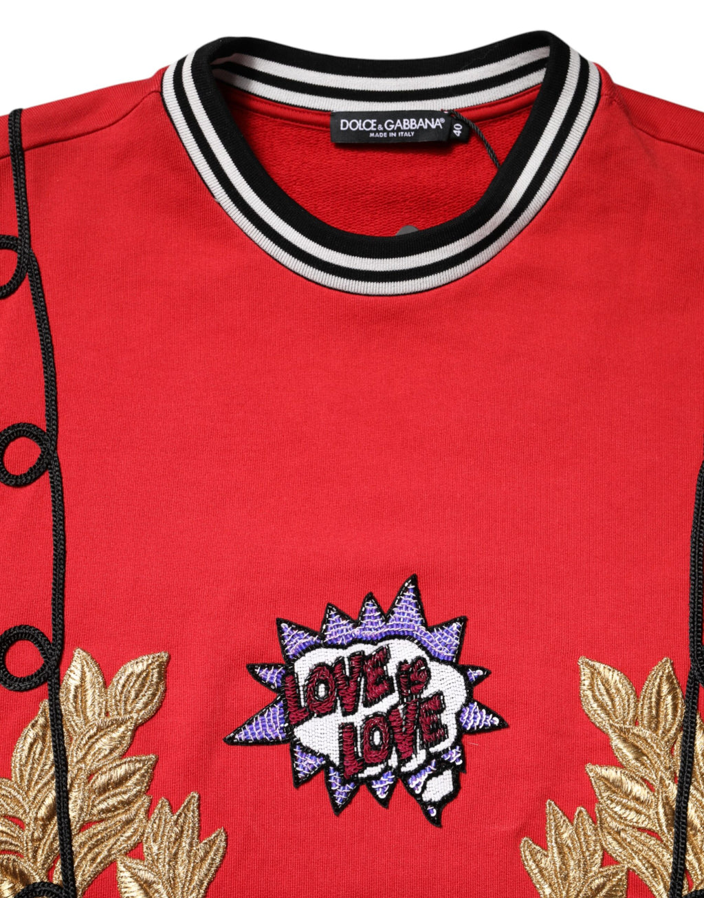 Dolce & Gabbana Roter Cotton Queen Pullover mit Pailletten