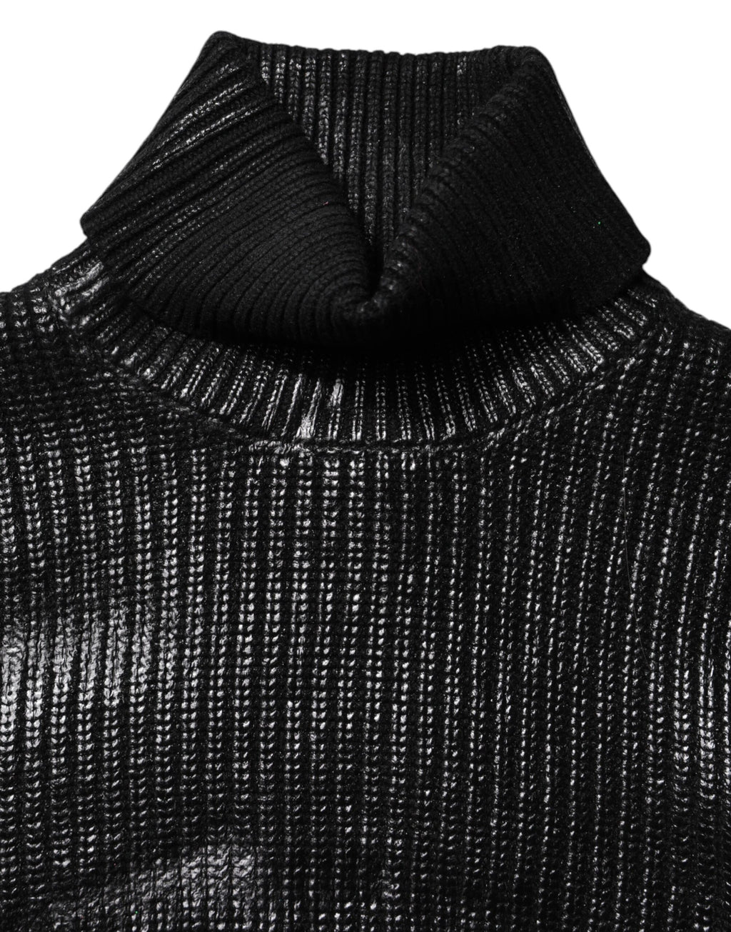 Dolce & Gabbana Schwarzes langärmeliges Rollkragen-Top aus Wolle