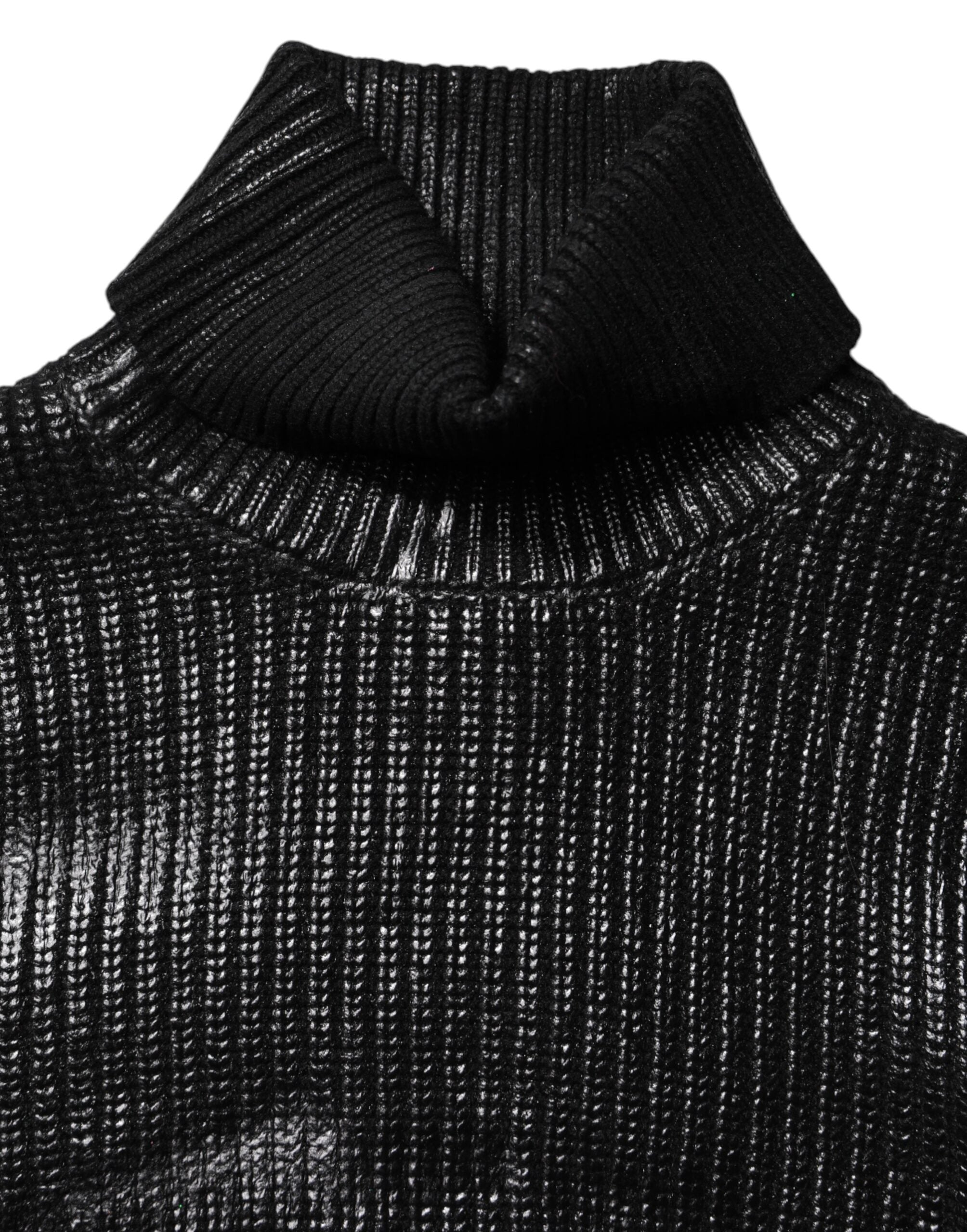 Dolce & Gabbana Schwarzes langärmeliges Rollkragen-Top aus Wolle