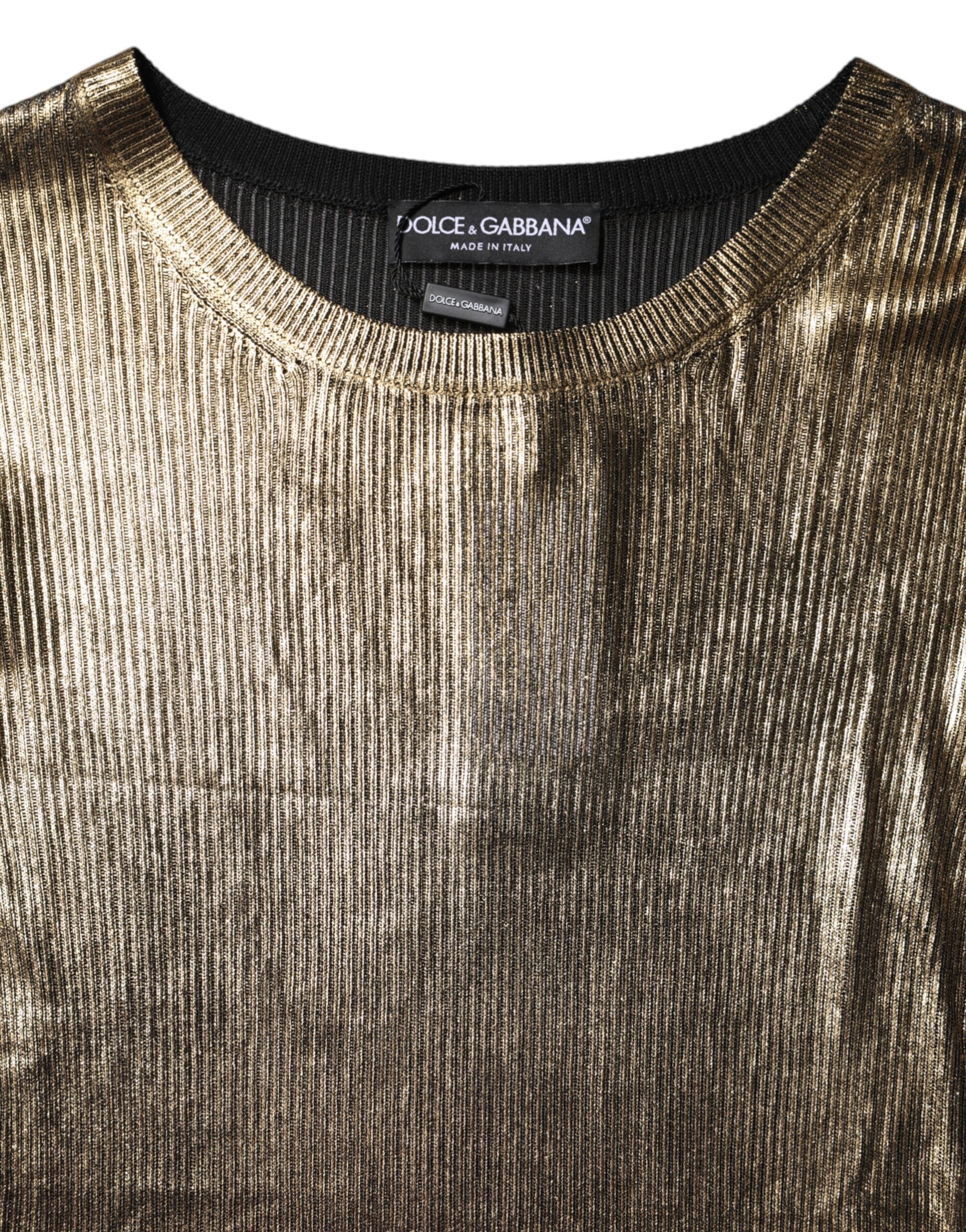 Dolce & Gabbana Gold Rundhalsausschnitt Langarmpullover Top