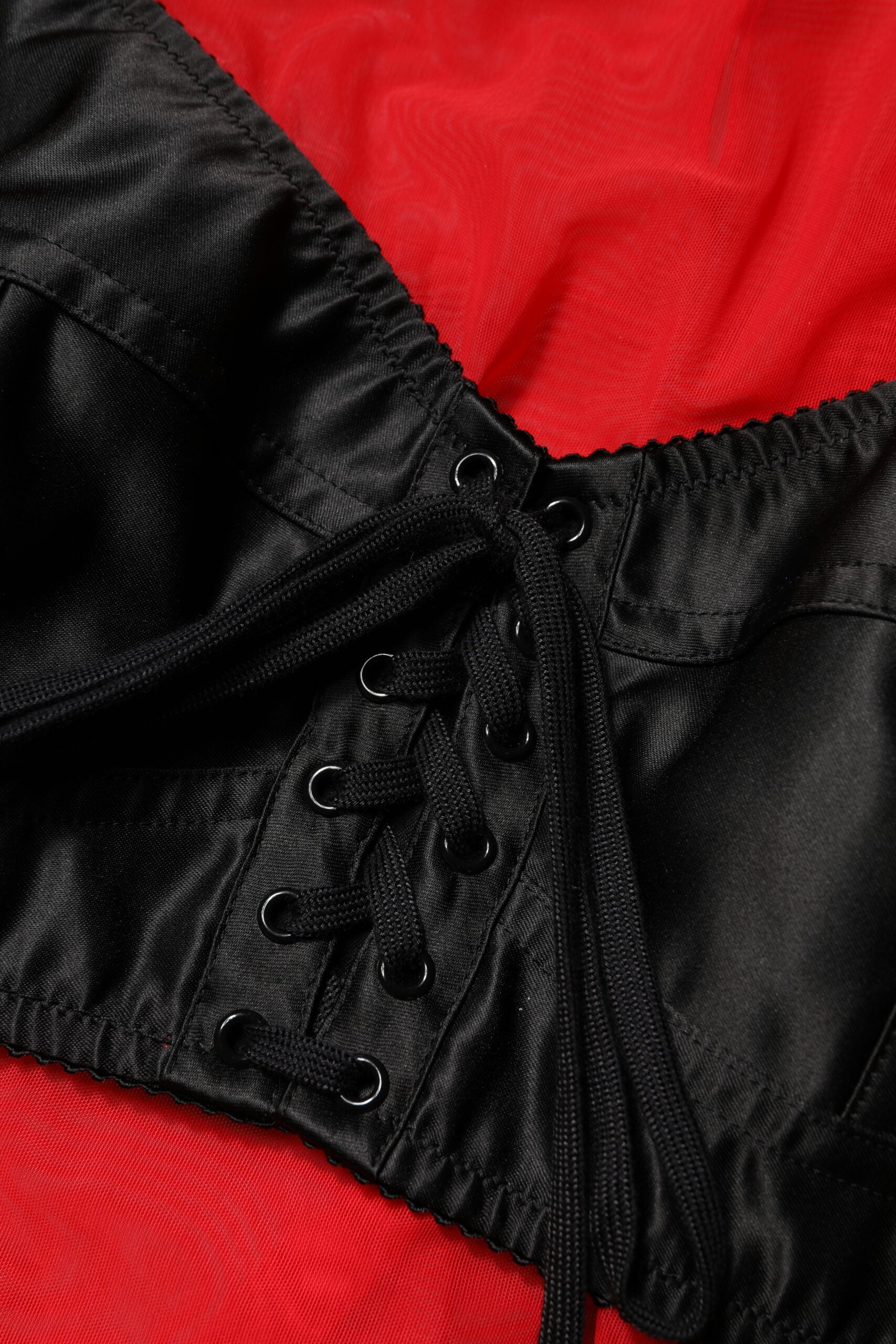 Dolce & Gabbana Rotes Schwarzes Bustier Detailing Langärmeliges Top