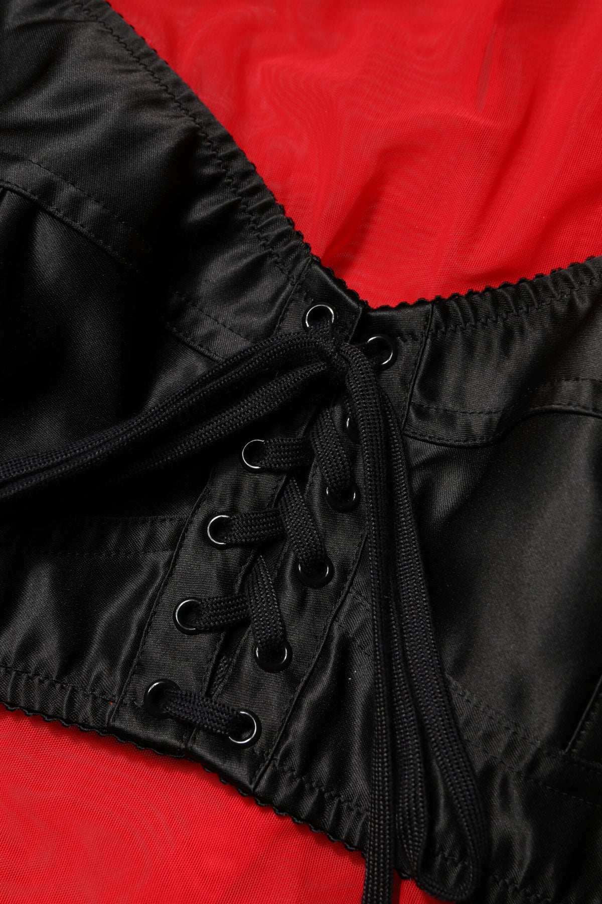 Dolce & Gabbana Rood Zwart Buste-detail Top met Lange Mouwen