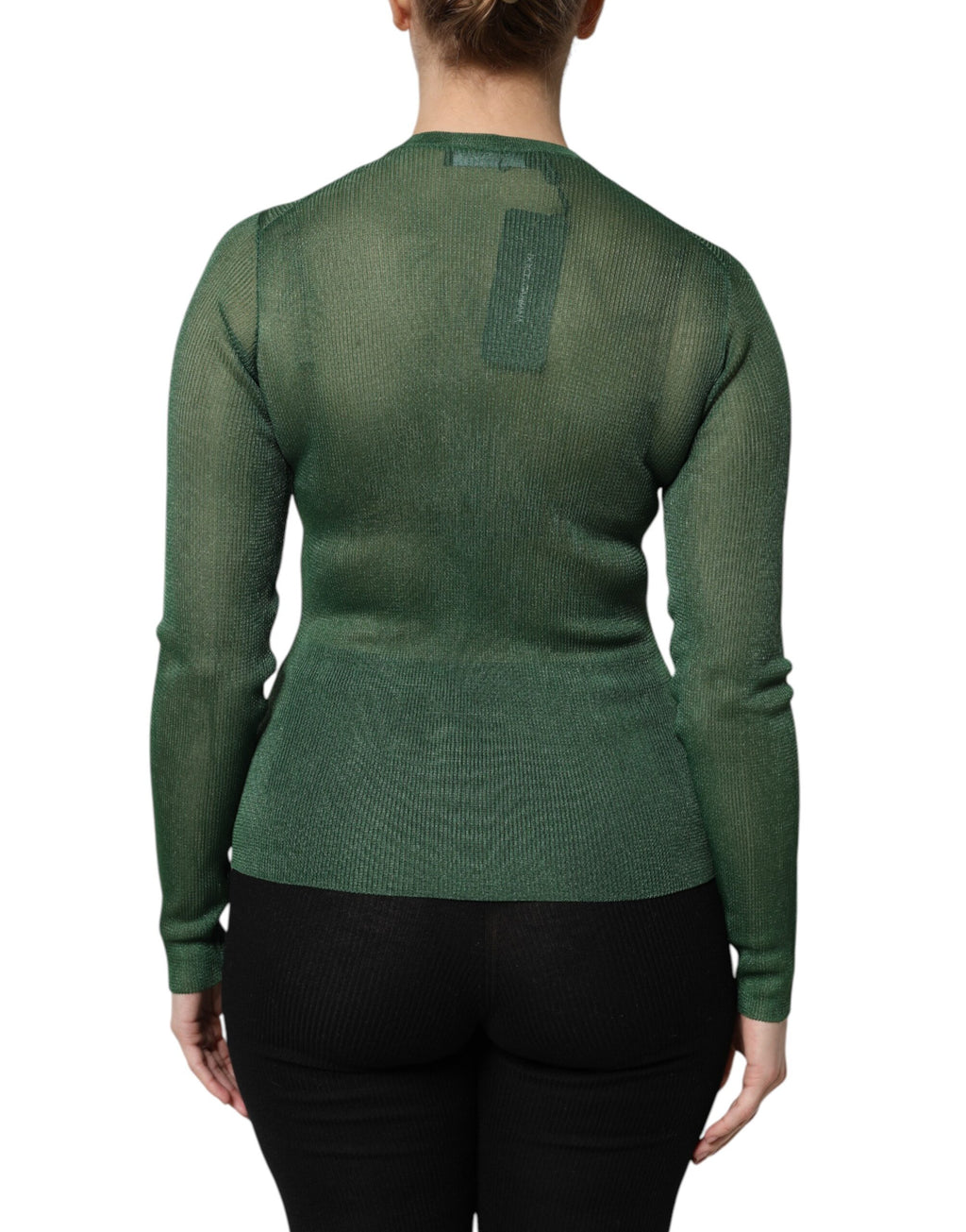 Dolce & Gabbana Grüner Polyester Pullover mit langen Ärmeln