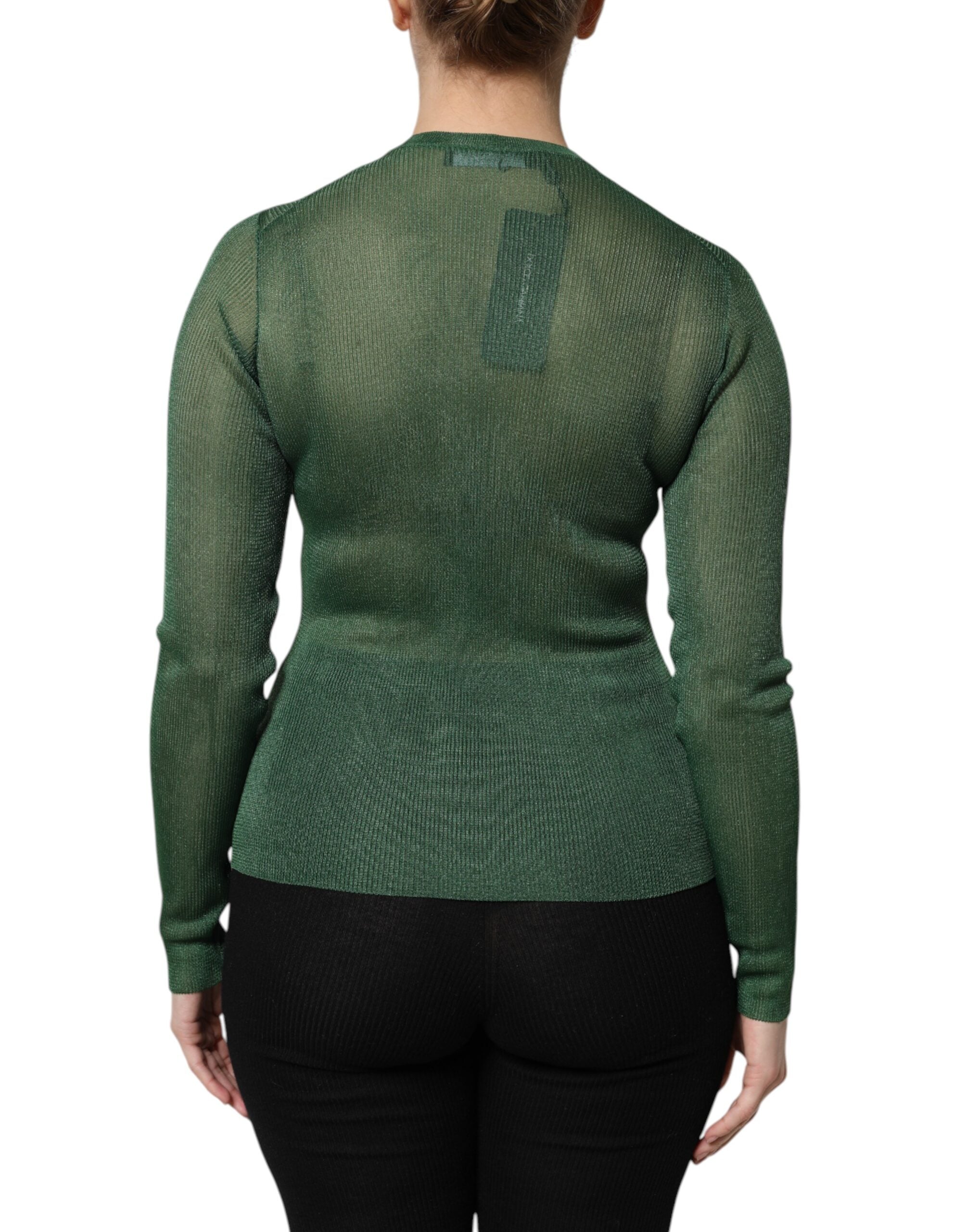 Dolce & Gabbana Grüner Polyester Pullover mit langen Ärmeln
