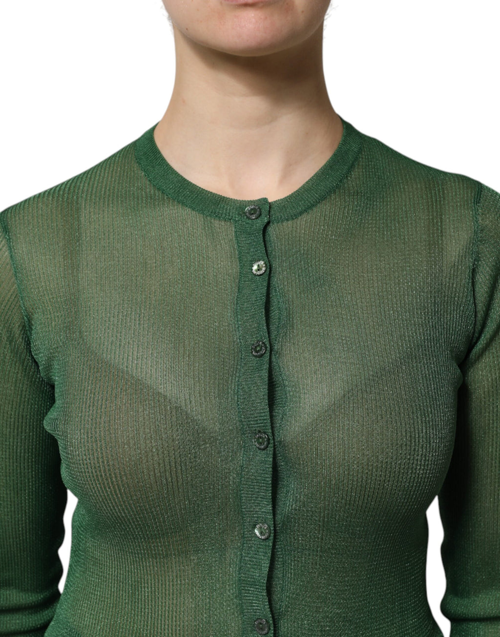 Dolce & Gabbana Grüner Polyester Pullover mit langen Ärmeln