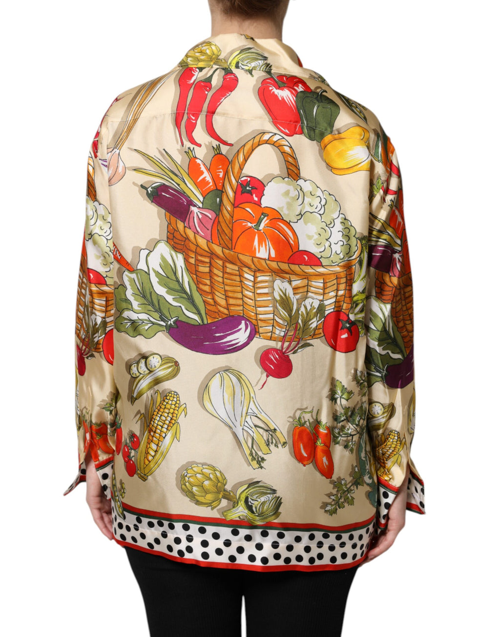 Dolce & Gabbana Multicolor Gemüse Seide Lange Ärmel Top