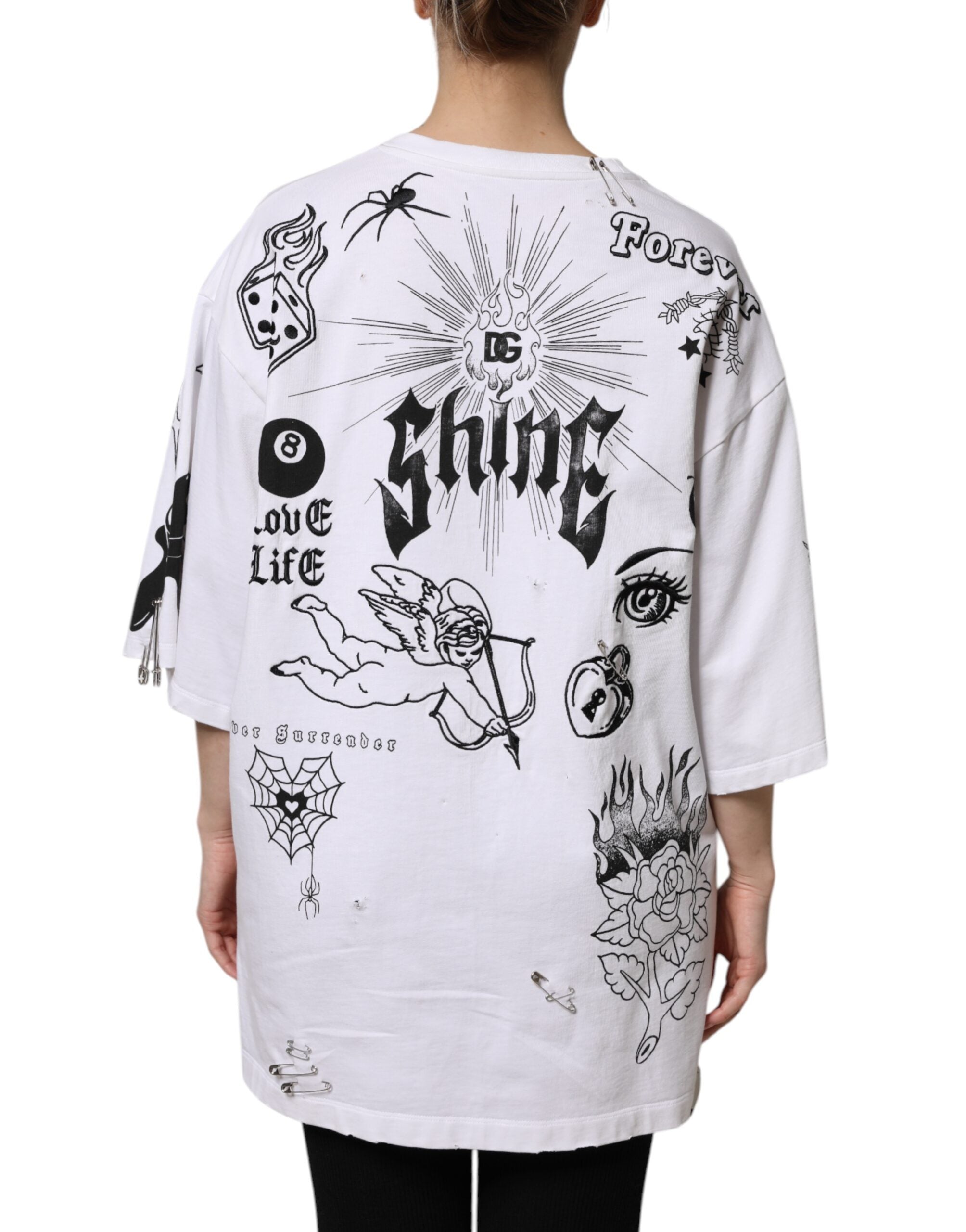 Dolce & Gabbana Bedrucktes T-Shirt aus weißer Baumwolle DG BLESSED