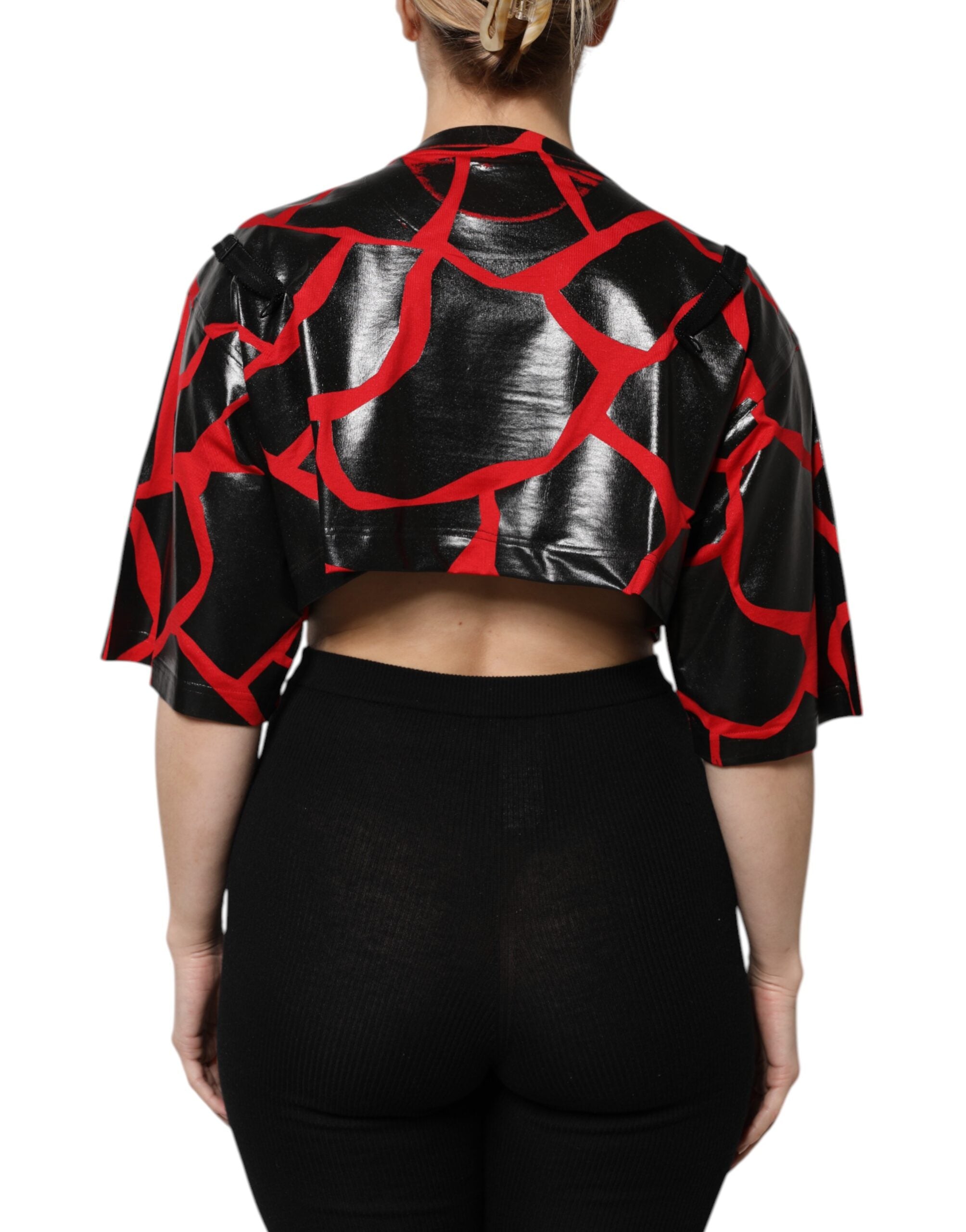 Dolce & Gabbana Rot Schwarz Baumwolle Bustier Detailing Cropped Top