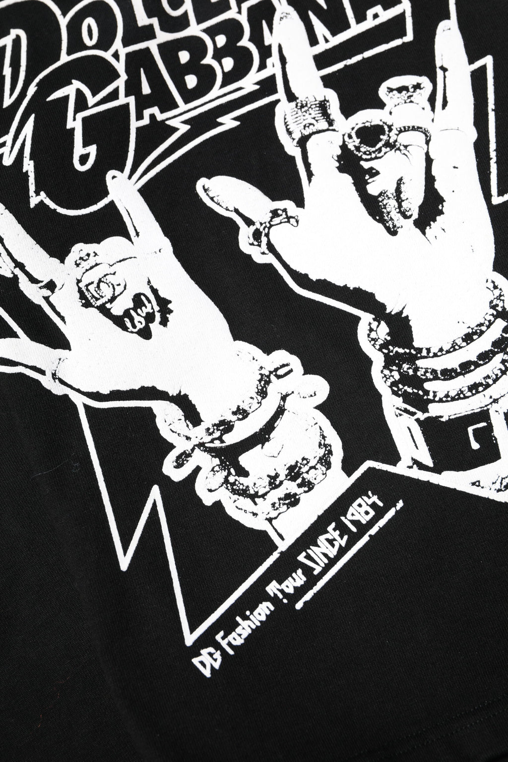Dolce & Gabbana Schwarzes T-Shirt mit bedruckten kurzen Ärmeln aus Baumwolle