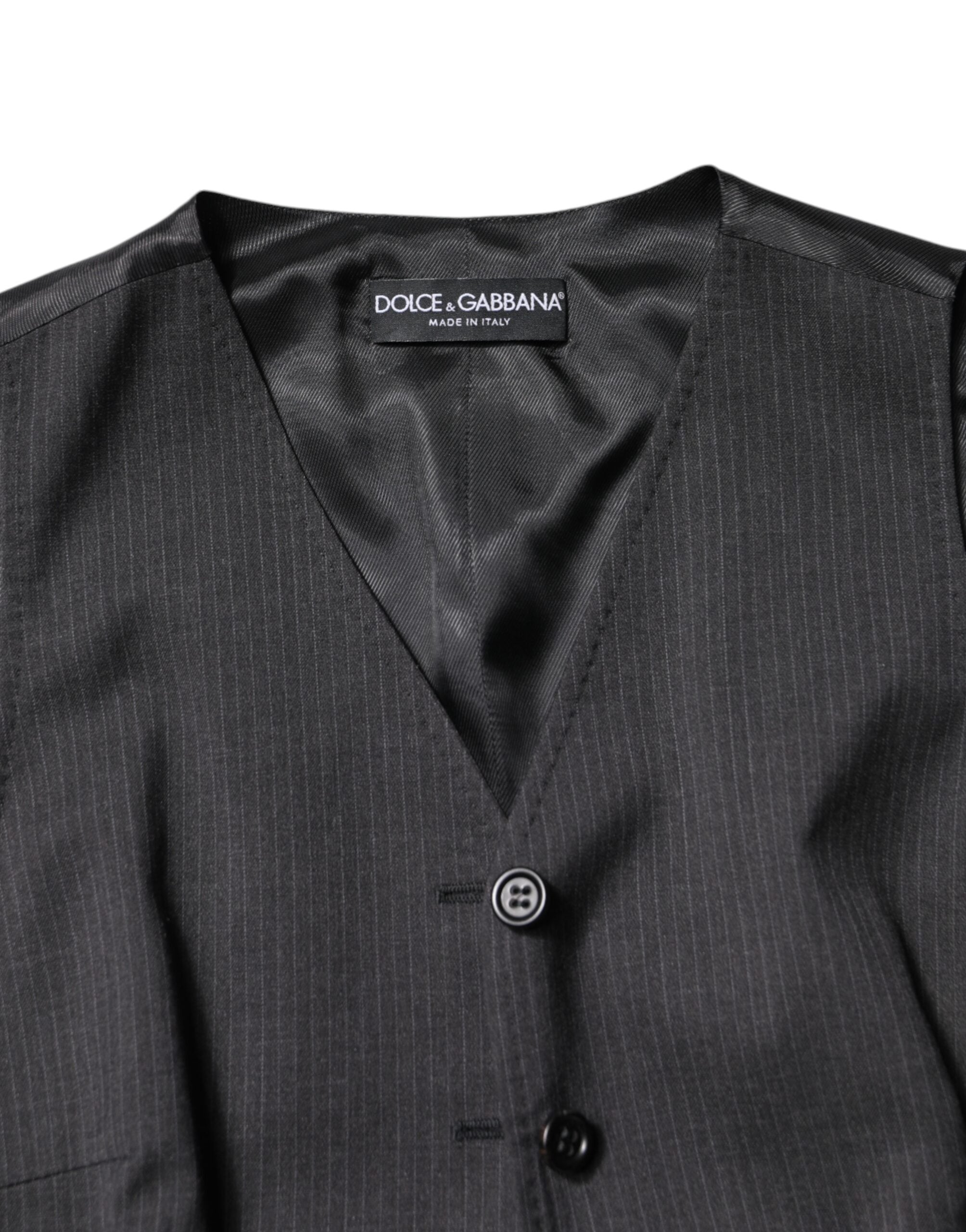 Dolce & Gabbana Schwarz gestreiftes ärmelloses Oberteil mit Knopfleiste