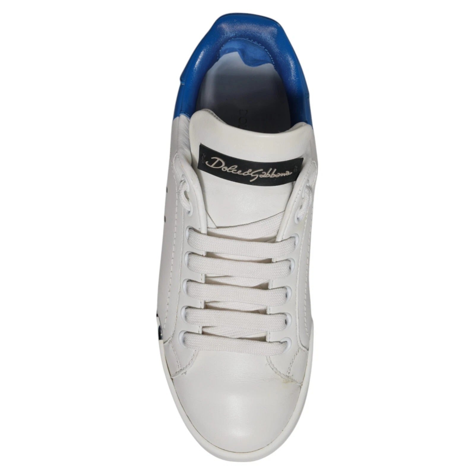 Dolce & Gabbana Weiß Blau Logo Portofino Turnschuhe Schuhe