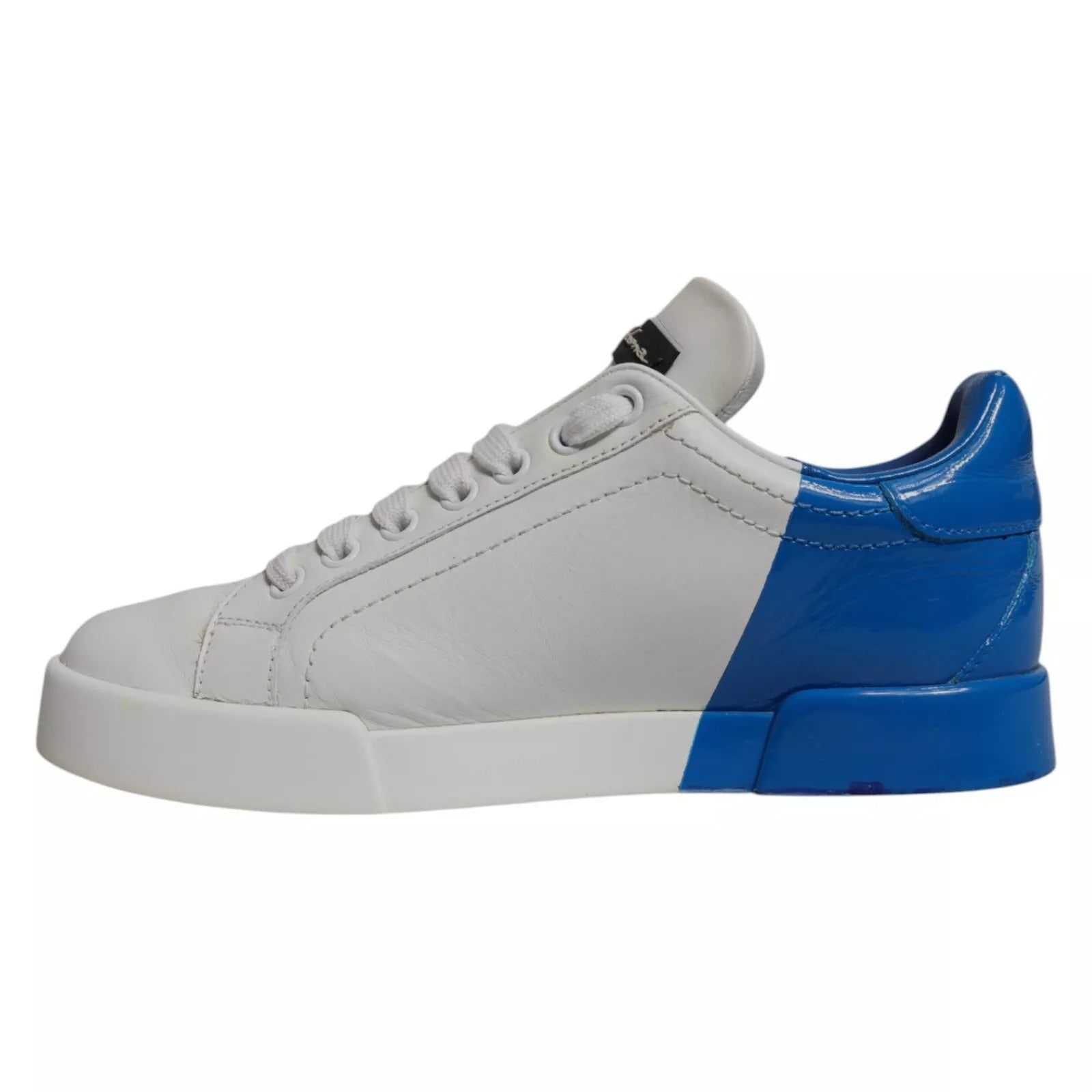 Dolce & Gabbana Weiß Blau Logo Portofino Turnschuhe Schuhe