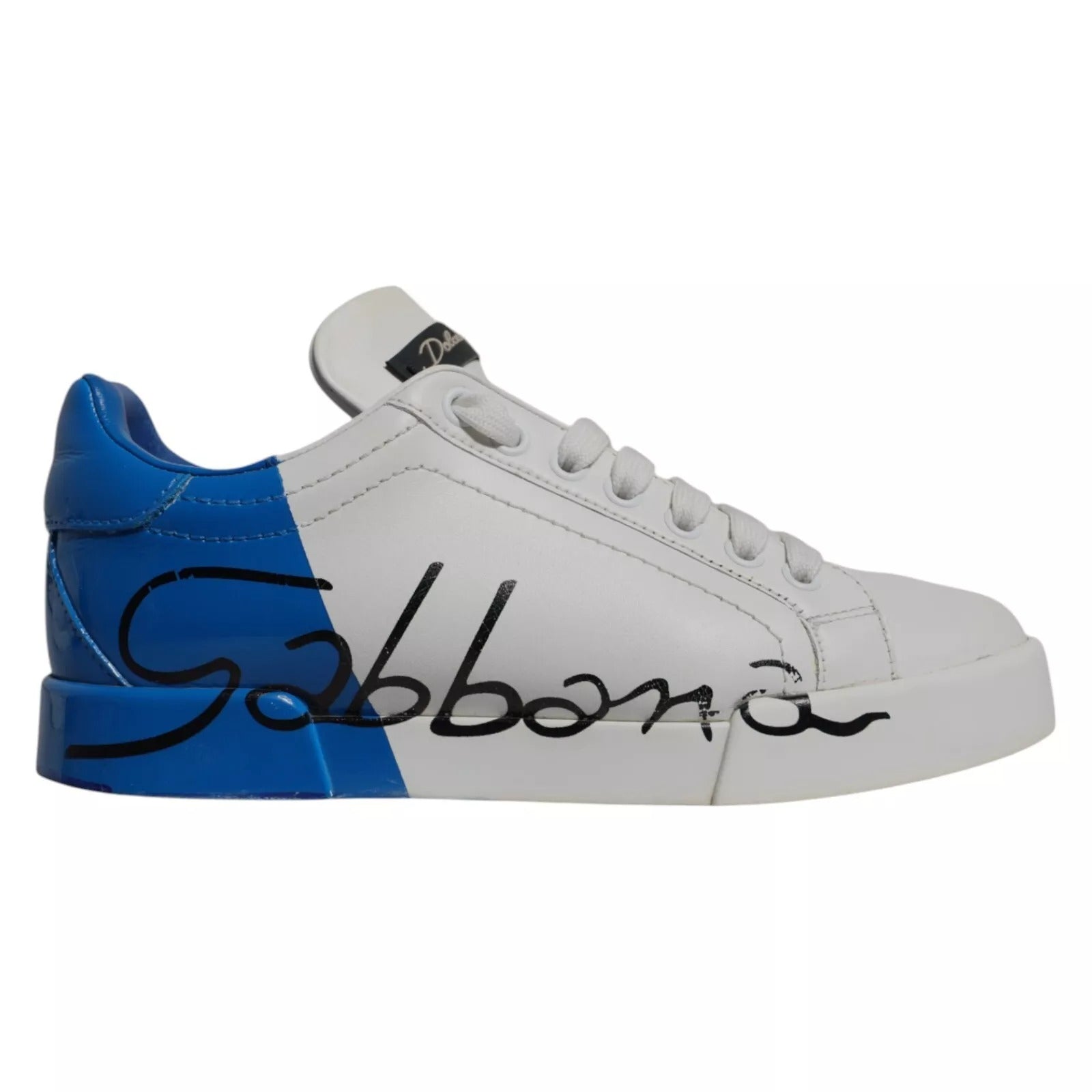 Dolce & Gabbana Weiß Blau Logo Portofino Turnschuhe Schuhe