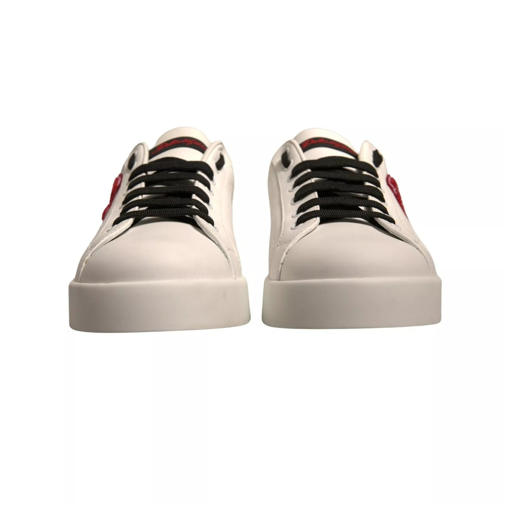 Dolce & Gabbana Weißes Leder DG Logo Low Top Sneaker Schuhe