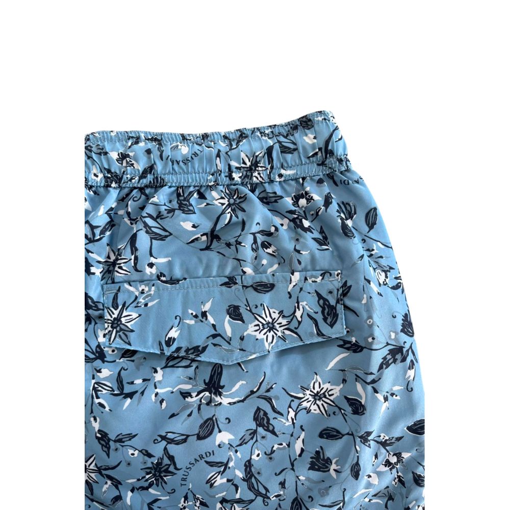 Trussardi Beachwear Hellblaue Polyester Herren Badeshorts