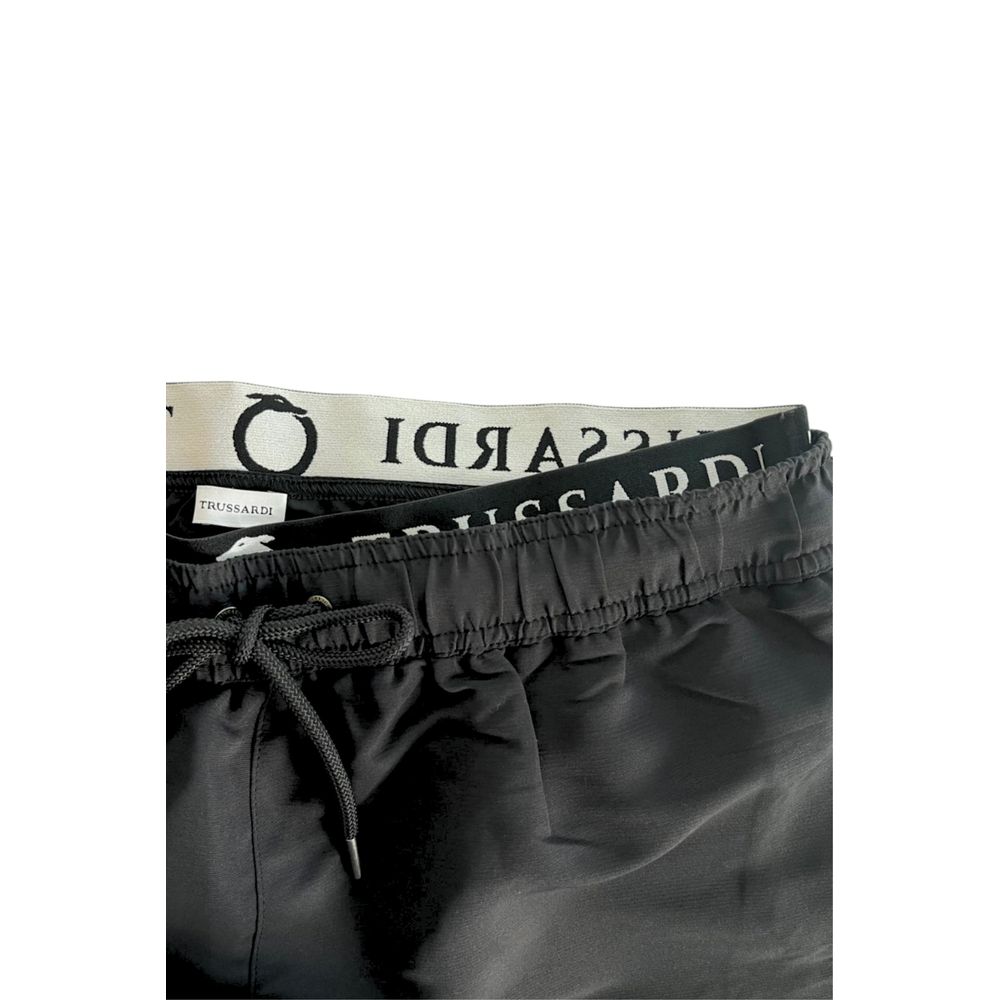 Trussardi Beachwear Schwarze Polyester Herren Badeshorts