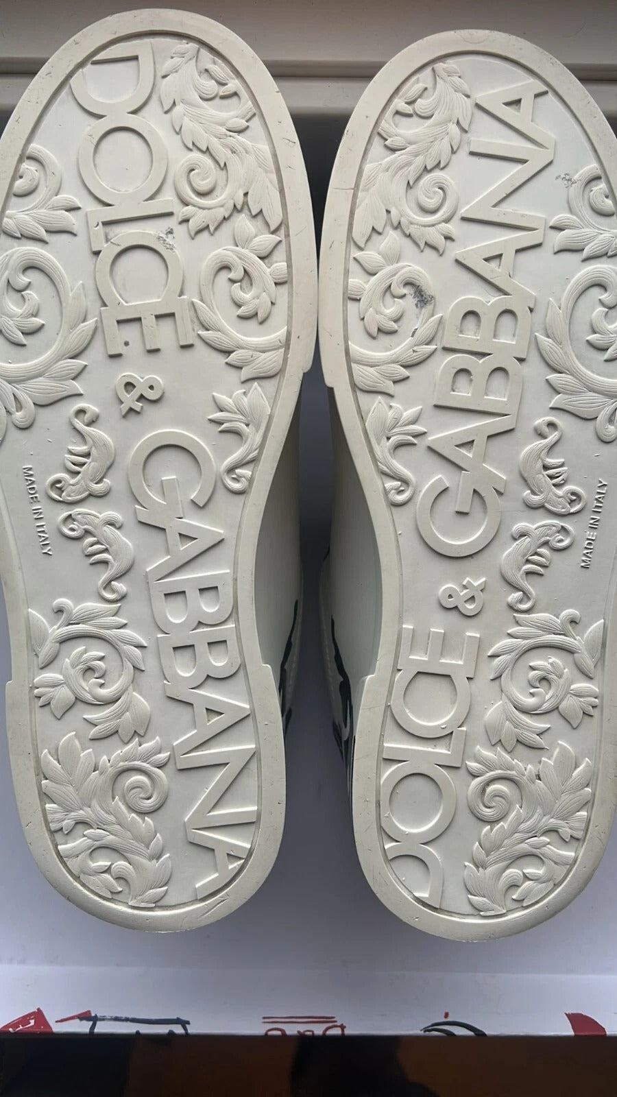 Dolce & Gabbana Weiß Blau Crown Low Top Männer Turnschuhe Schuhe