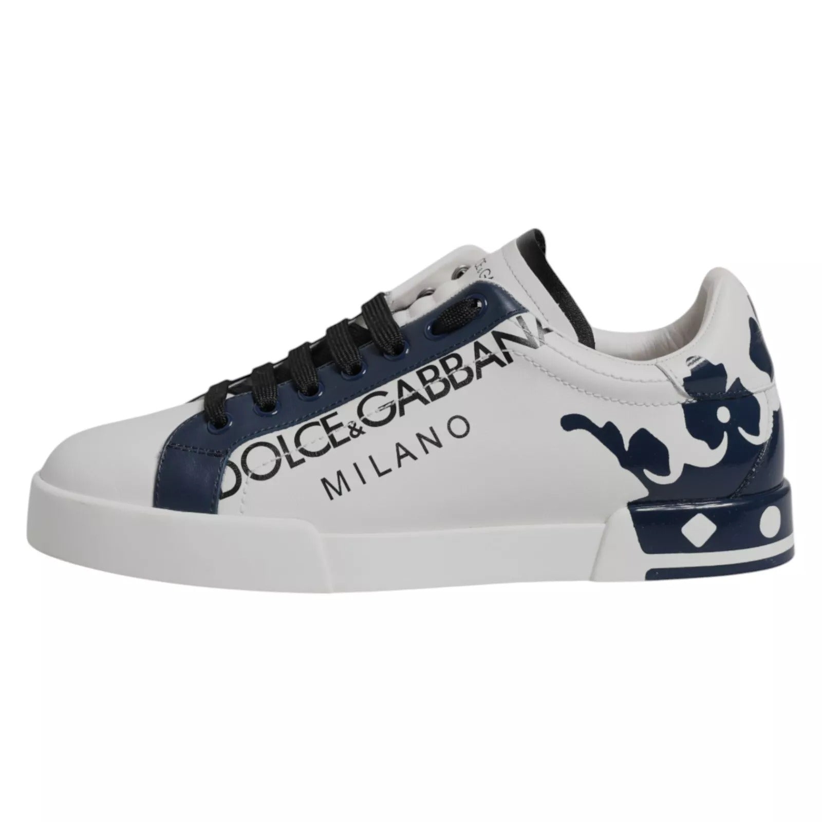 Dolce & Gabbana Weiß Blau Crown Low Top Männer Turnschuhe Schuhe
