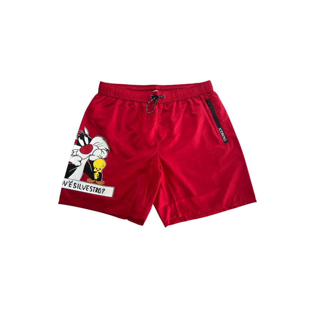 Iceberg Rote Polyester Herren-Badeshorts