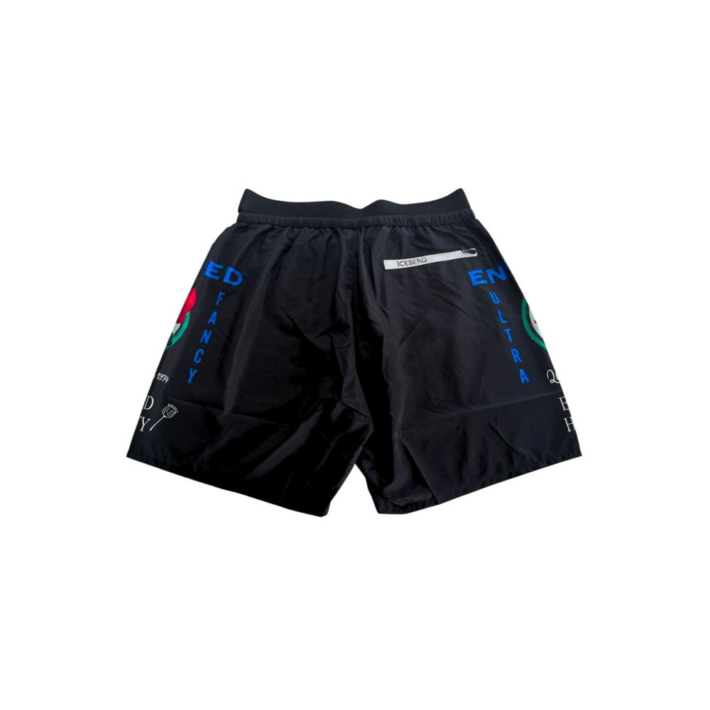 Iceberg Schwarze Polyester Herren Badeshorts