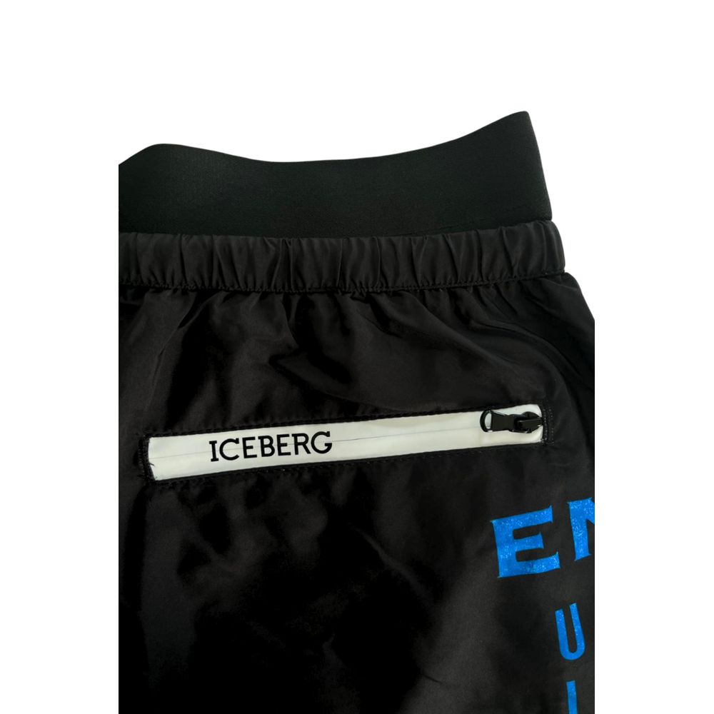 Iceberg Schwarze Polyester Herren Badeshorts