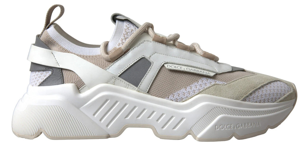 Dolce & Gabbana Turnschuhe Weiß Beige Leder Sport DAYMASTER Schuhe