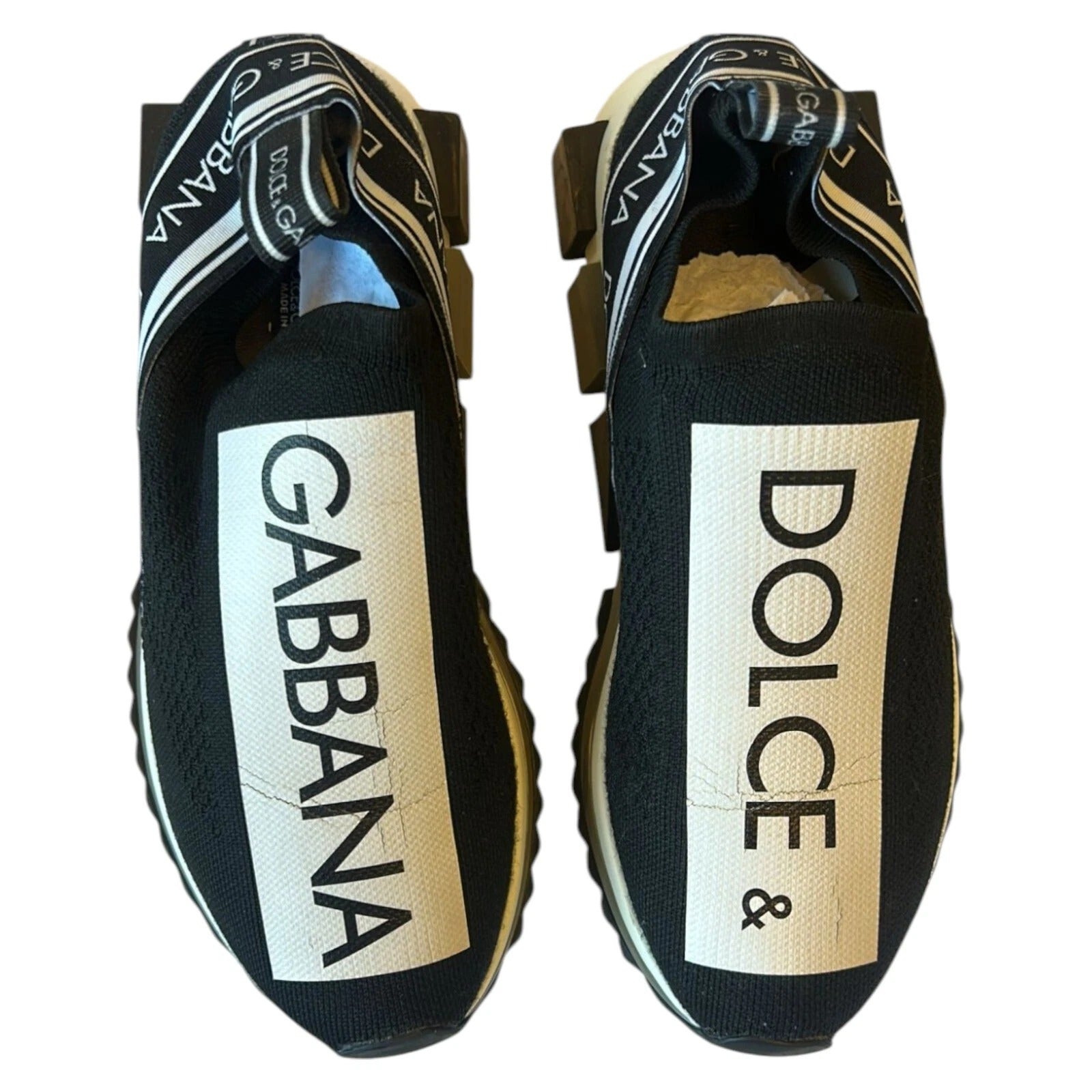 Dolce & Gabbana Schwarz Weiß Slip On Sorrento Sneakers Schuhe