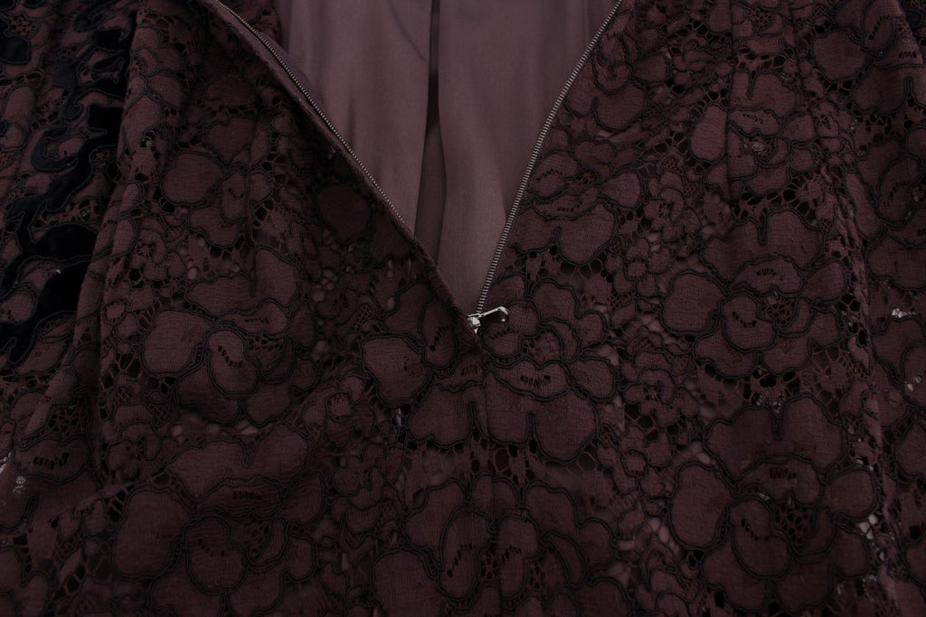 Dolce & Gabbana Lila Florales Ricamo Maxikleid aus Spitze