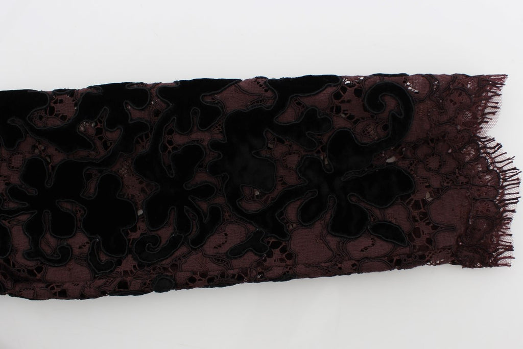 Dolce & Gabbana Lila Florales Ricamo Maxikleid aus Spitze