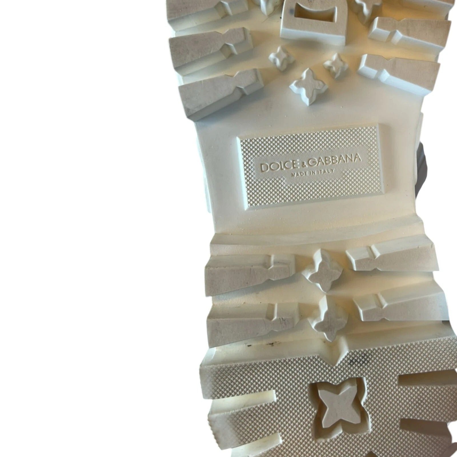 Dolce & Gabbana Weiße Leder Gummistiefel Logo Schuhe